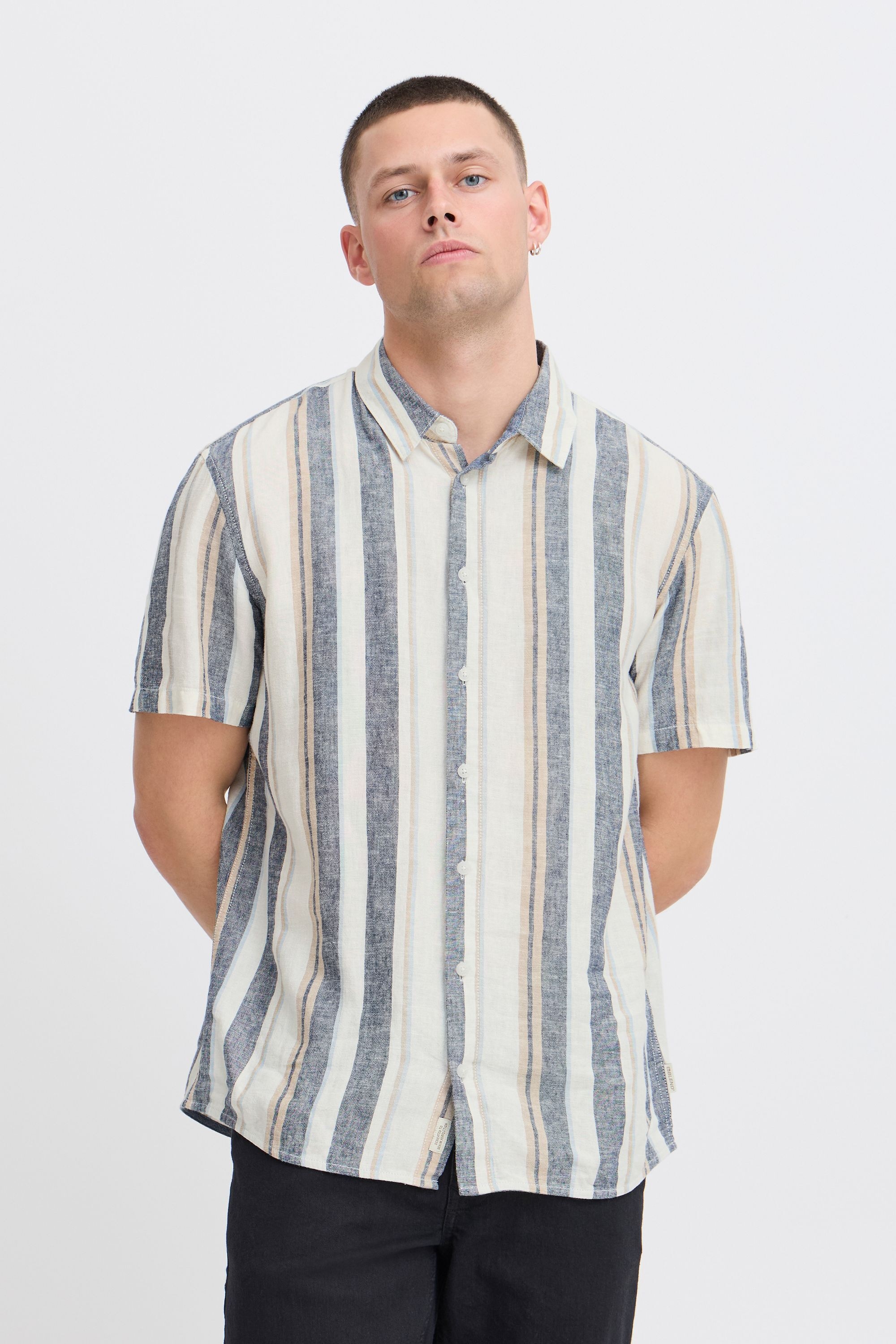 Blend Kurzarmhemd "BHBOBBY Shirt stripe" Stilvolles Kurzarmhemd aus Leinenm günstig online kaufen