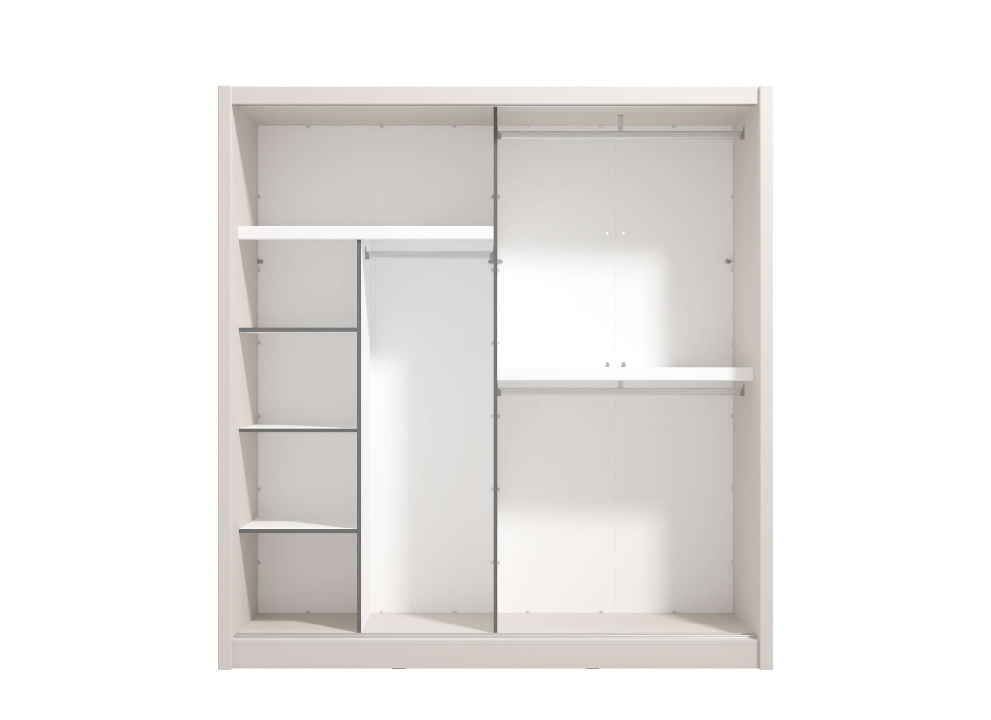 INOSIGN Schwebetürenschrank »Albi, Schlafzimmerschrank, Wäscheschrank in cashmere oder weiß«, Kleiderschrank mit Spiegel MIT Innenausstattung,FSC®-zertifiziert