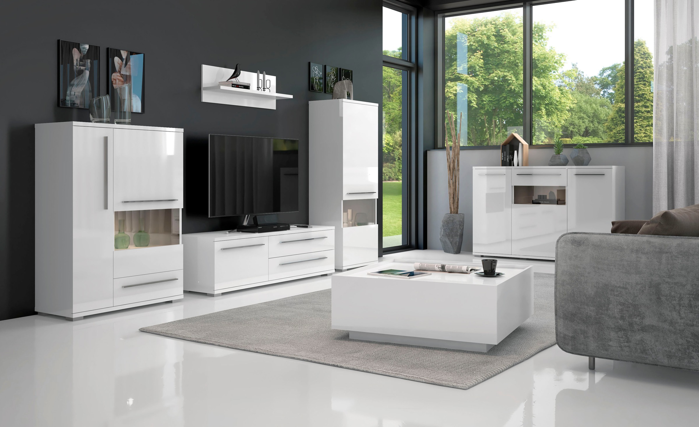 Places of Style Vitrine »Piano«, (H/B/T): 161,4/60/40,2cm), UV lackiert, Soft-Close Funktion