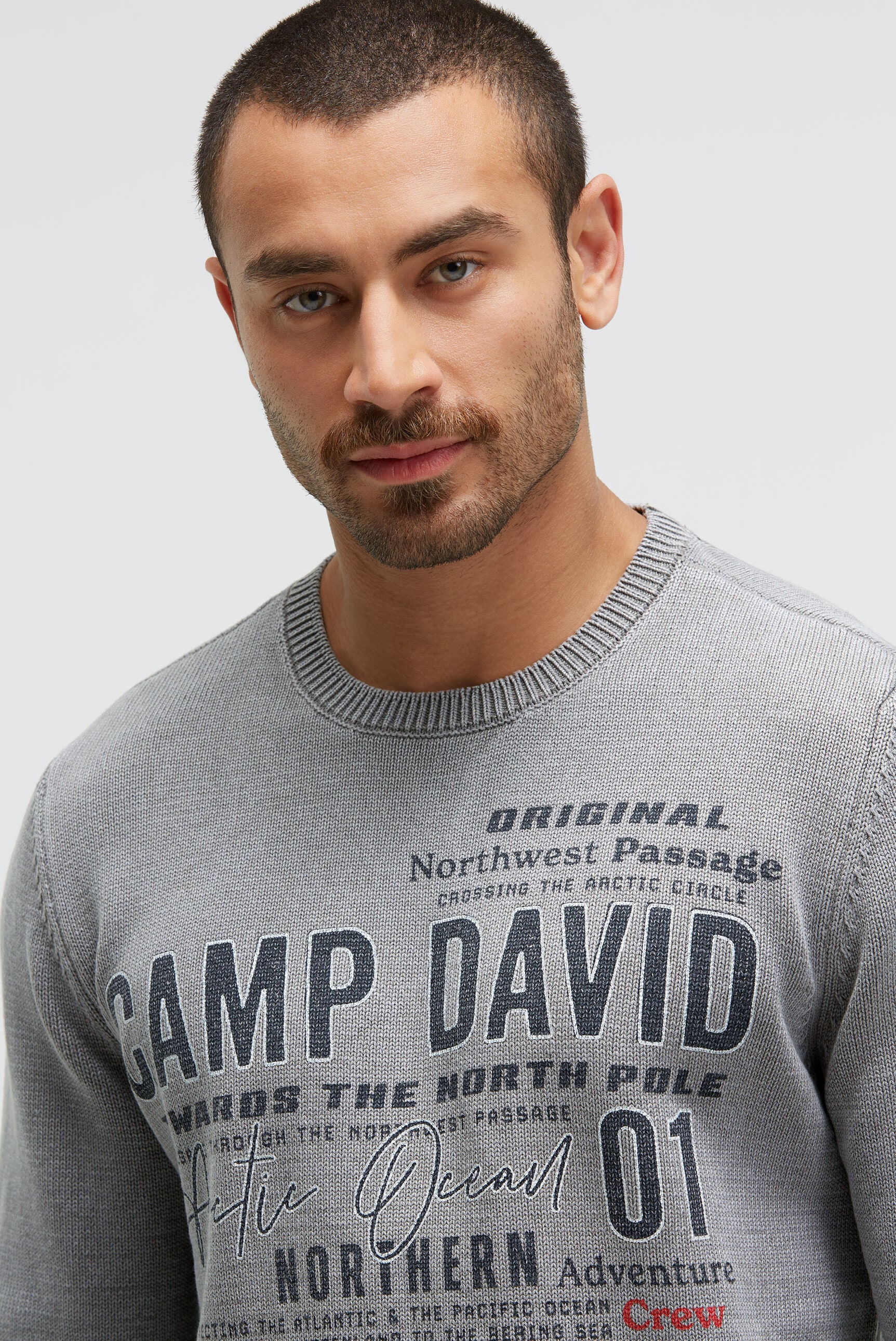 CAMP DAVID Rundhalspullover aus Baumwolle