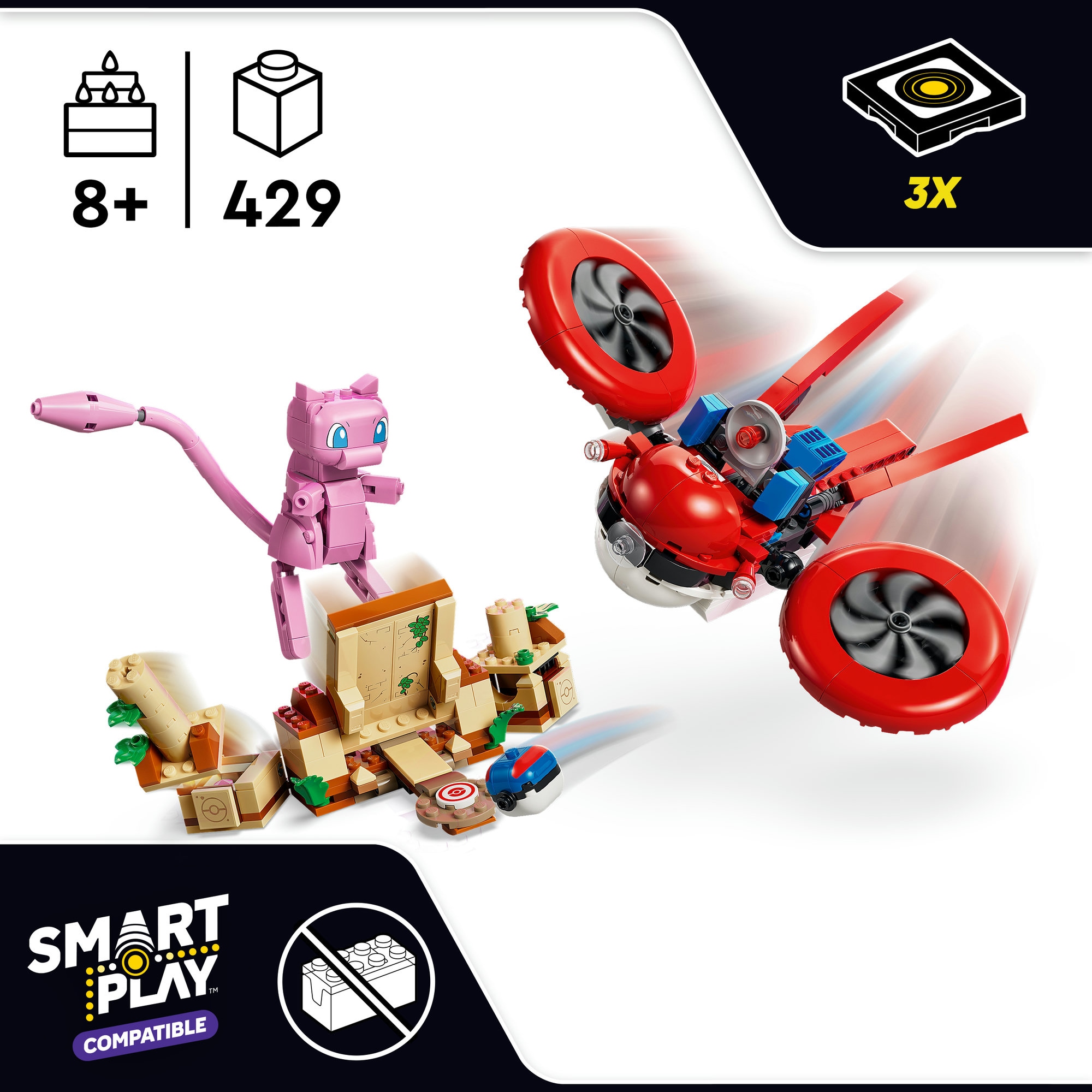 LEGO® Konstruktionsspielsteine »SMART Play™  Drohnensuche nach einem Mysteriösen Mew (72161)« LEGO Pokémon; Mit SMART Brick kompatibel (nicht enthalten)