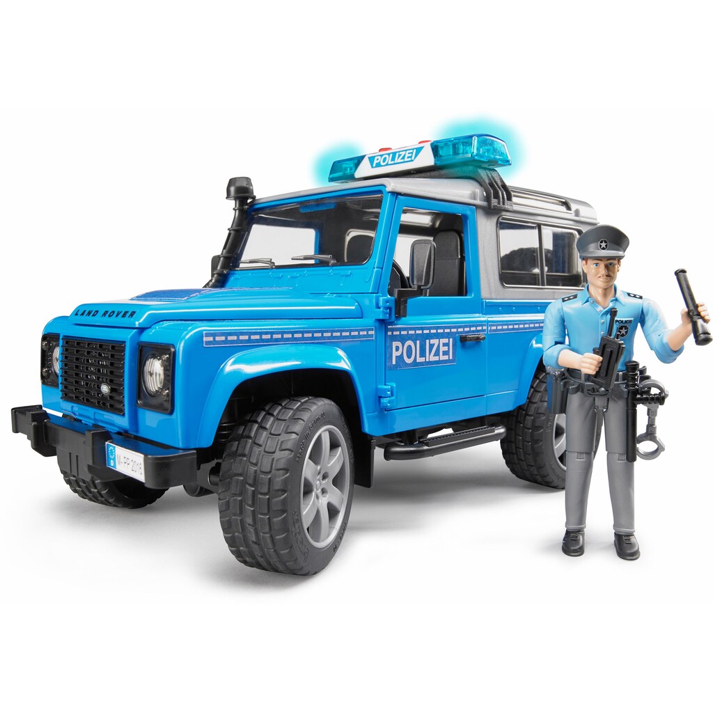 Bruder® Spielzeug-Polizei »Land Rover Defender St. Wagon Polizeifahrzeug, 1:16, blau«