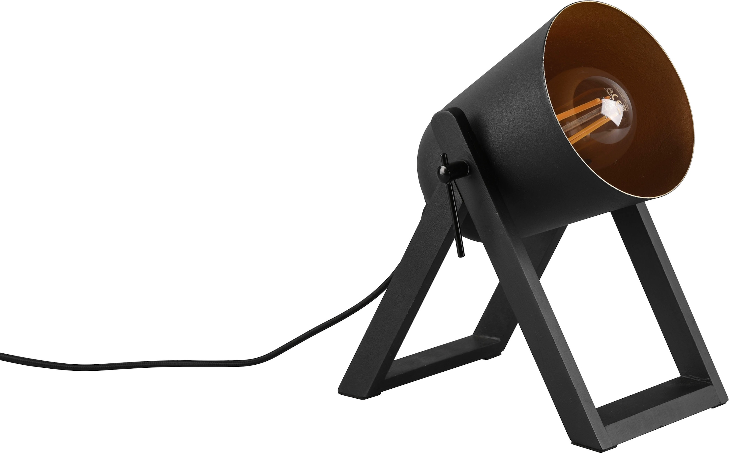 TRIO Leuchten Schreibtischlampe »Marc«, 1 flammig, Leuchtmittel E27 | ohne Leuchtmittel, Holz-Tischleuchte Metallschirm, Winkel verstellbar exkl 1xE27 max 25W