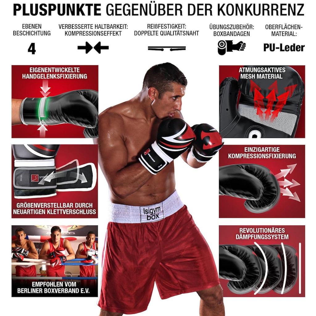 Sportstech Boxhandschuhe, (mit Tasche)