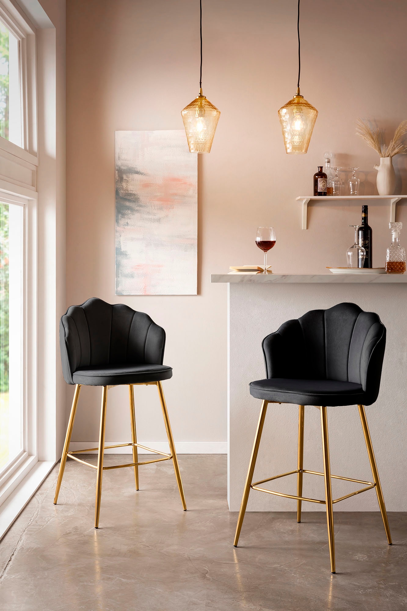 SalesFever Barhocker "Clam Barstuhl mit Stil" Set, 2er Set, Extravagantes M günstig online kaufen