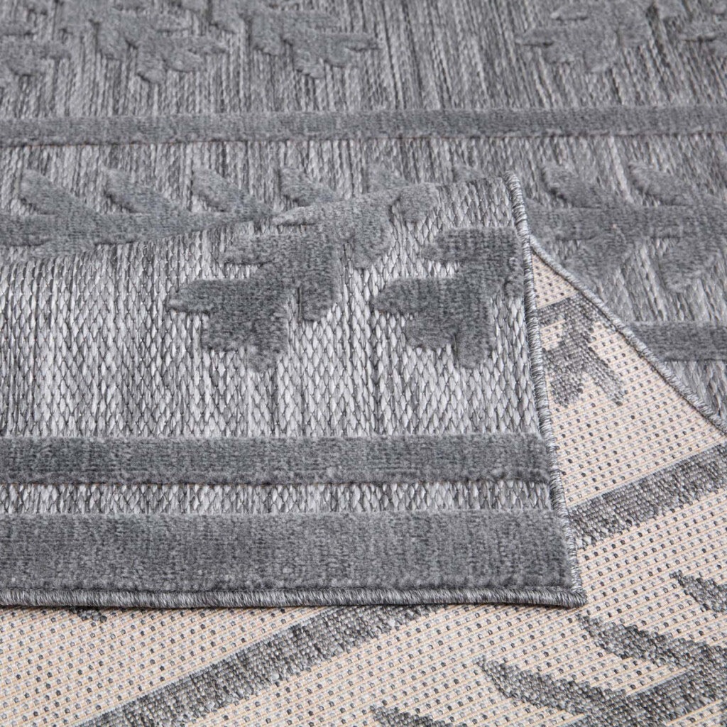Teppich CARPET CITY "In-& Outdoorteppich Santorini 411, 3D-Effekt, Boho-Optik", grau (anthrazit), B:280cm H:5mm L:380cm, Polypropylen, Teppiche, Teppich, Wetterfest & UV-beständig für Terrasse, Balkon, Küche, Flur 3