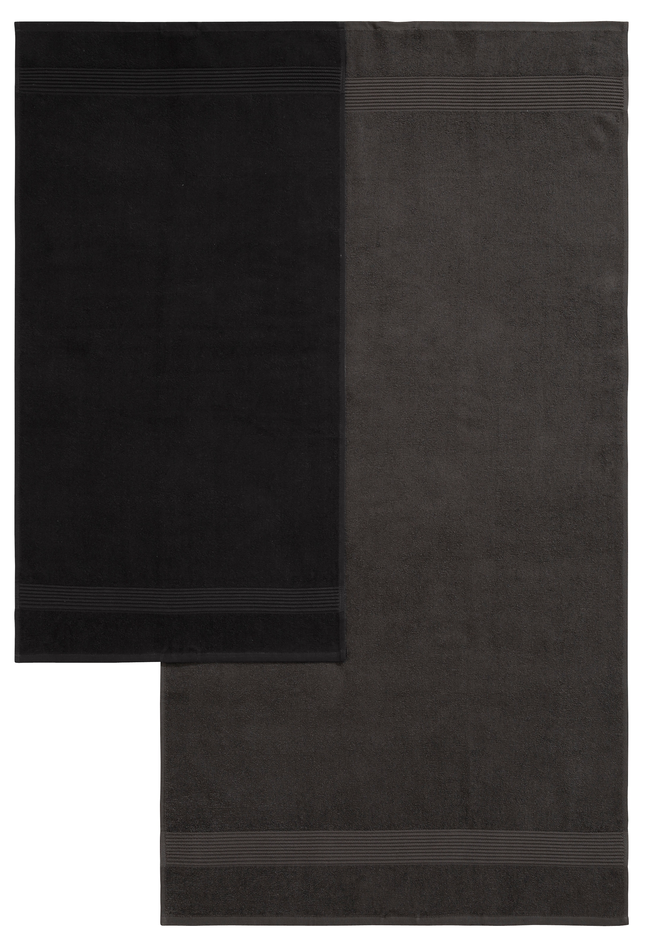 my home Handtuch Set »Anna, 2 Duschtücher 70x140, 4 Handtücher 50x100« Set Walkfrottee Handtuch-Set, gestreifte Bordüre, 100% Baumwolle, zweifarbig