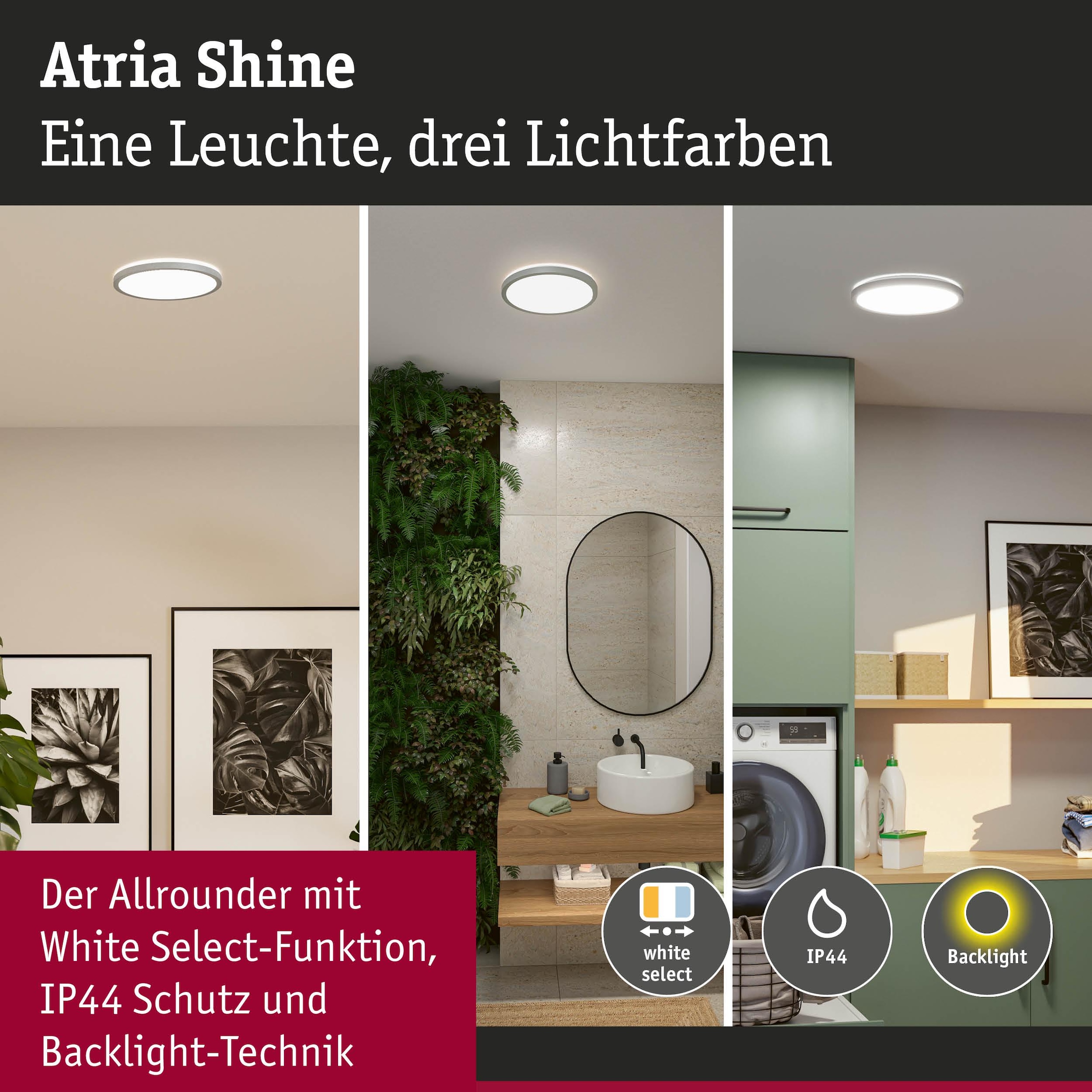 Paulmann LED Panel »Atria Shine 3000K IP44 White Select rund« LED-Modul 1 Stk. Tageslichtweiß Farbwechsler, Farbsteuerung