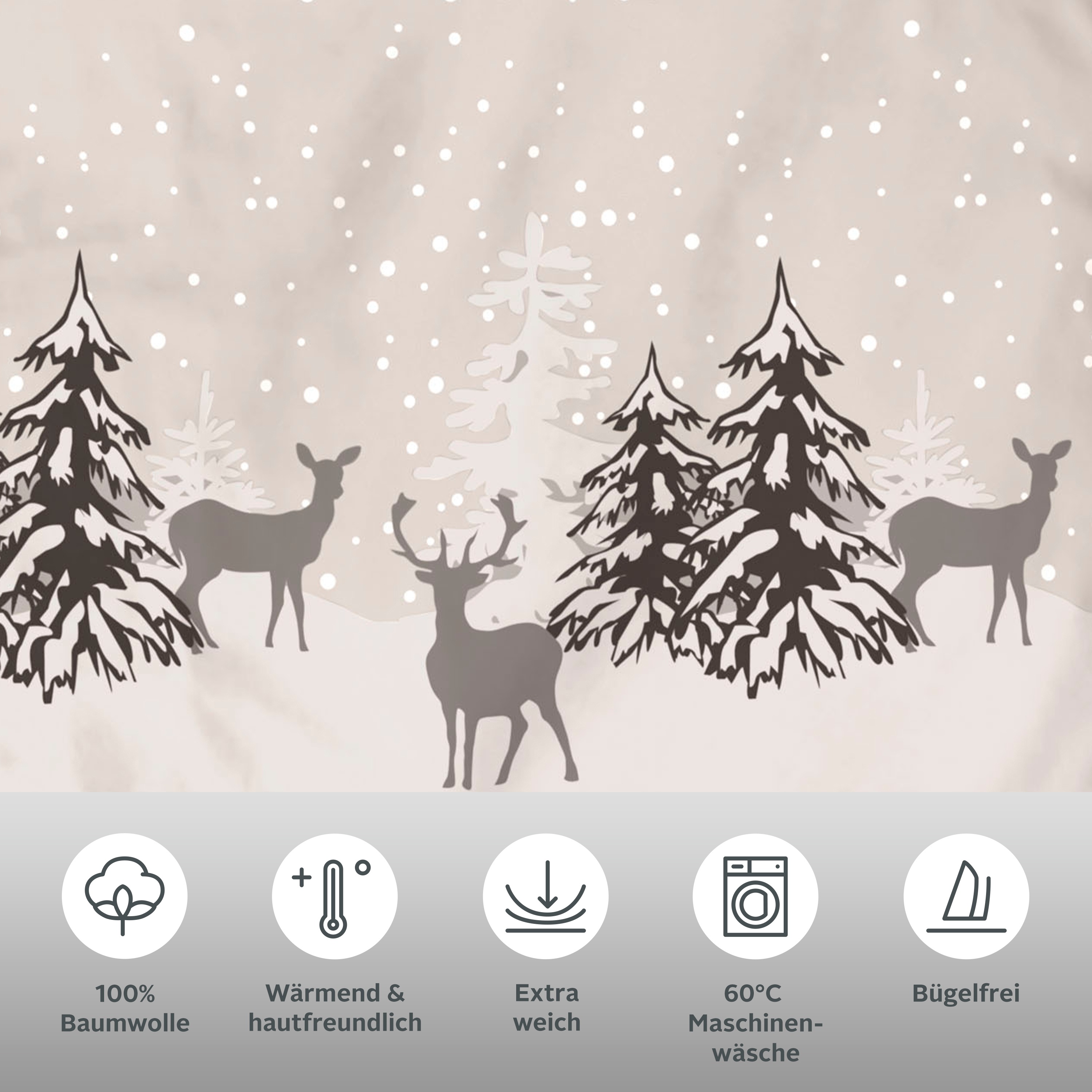 Thumbnail - my home Bettwäsche "Venua in Gr. 135x200 oder 155x220 cm" 2 Stk. tlg. Winterbettwäsche, Weihnachtsbettwäsche