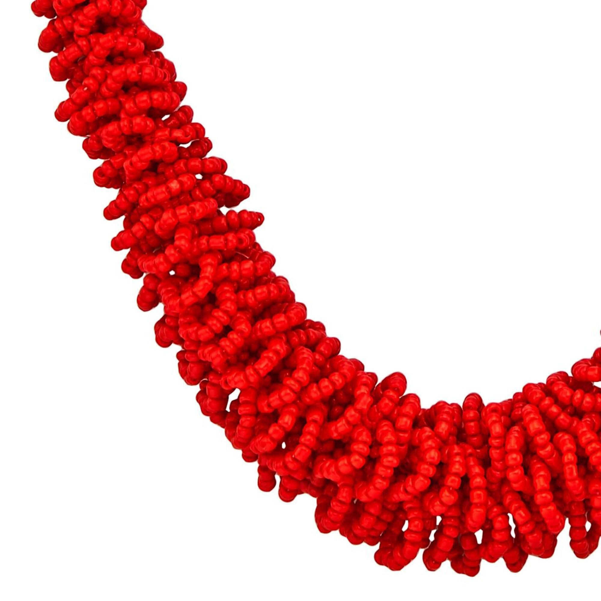 Steuer Collierkettchen »Glasperle Rot gerflochten«