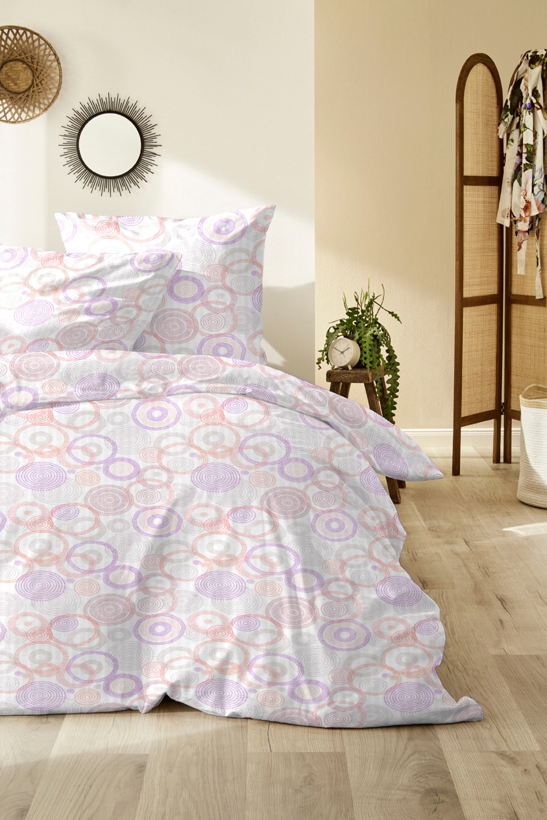 Thumbnail - Primera Bettwäsche "Primera Soft-Seersucker-Bettwäsche Cirleane" 2 Stk. tlg. mit pastellfarbenen Kreisen