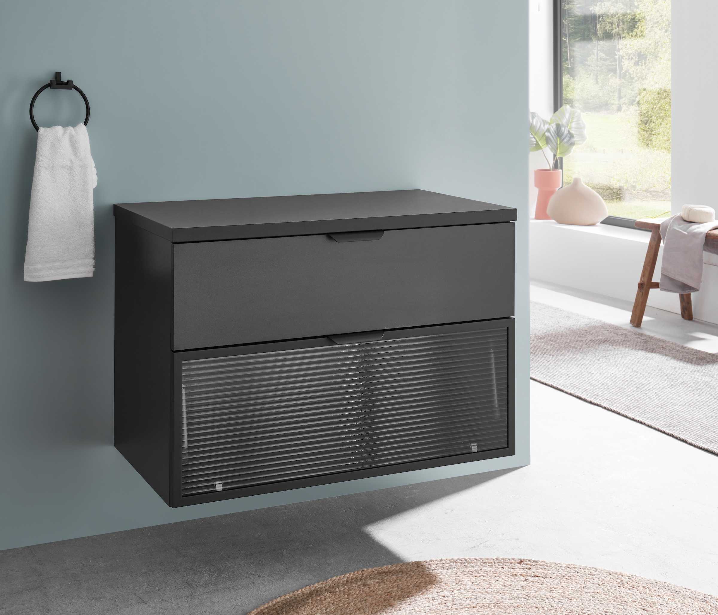 BASIC by Balculina Waschbeckenunterschrank »Diosa B/H/T 80x55x46 cm« 1 Stk. tlg. Breite 80cm, Softclose, Alurahmen