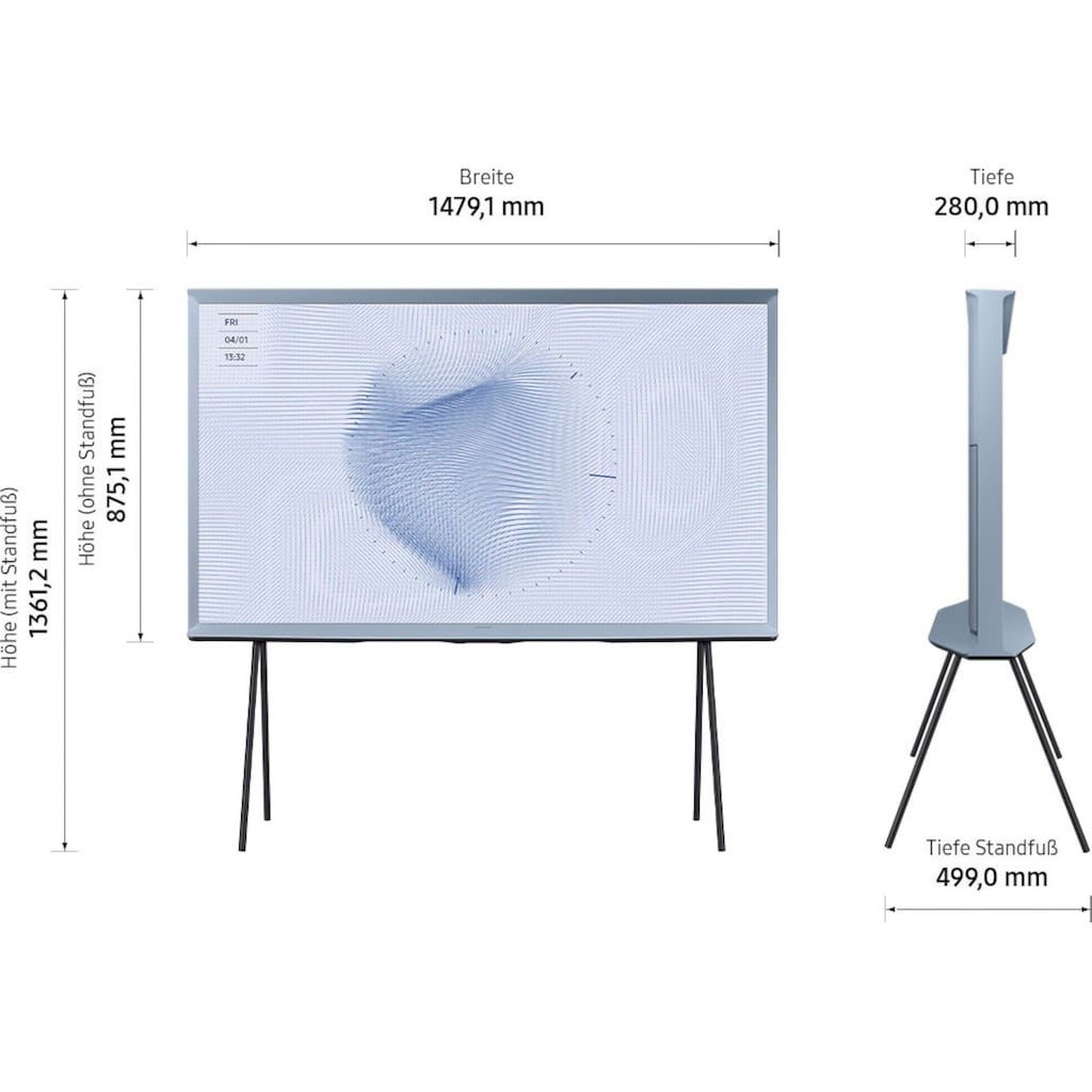 Samsung LED Lifestyle Fernseher »65" QLED 4K The Serif (2022)«, 163 cm/65 Zoll, Smart-TV, Quantum HDR,Bestes Upscaling dank Quantum Prozessor 4k,Mattes Display