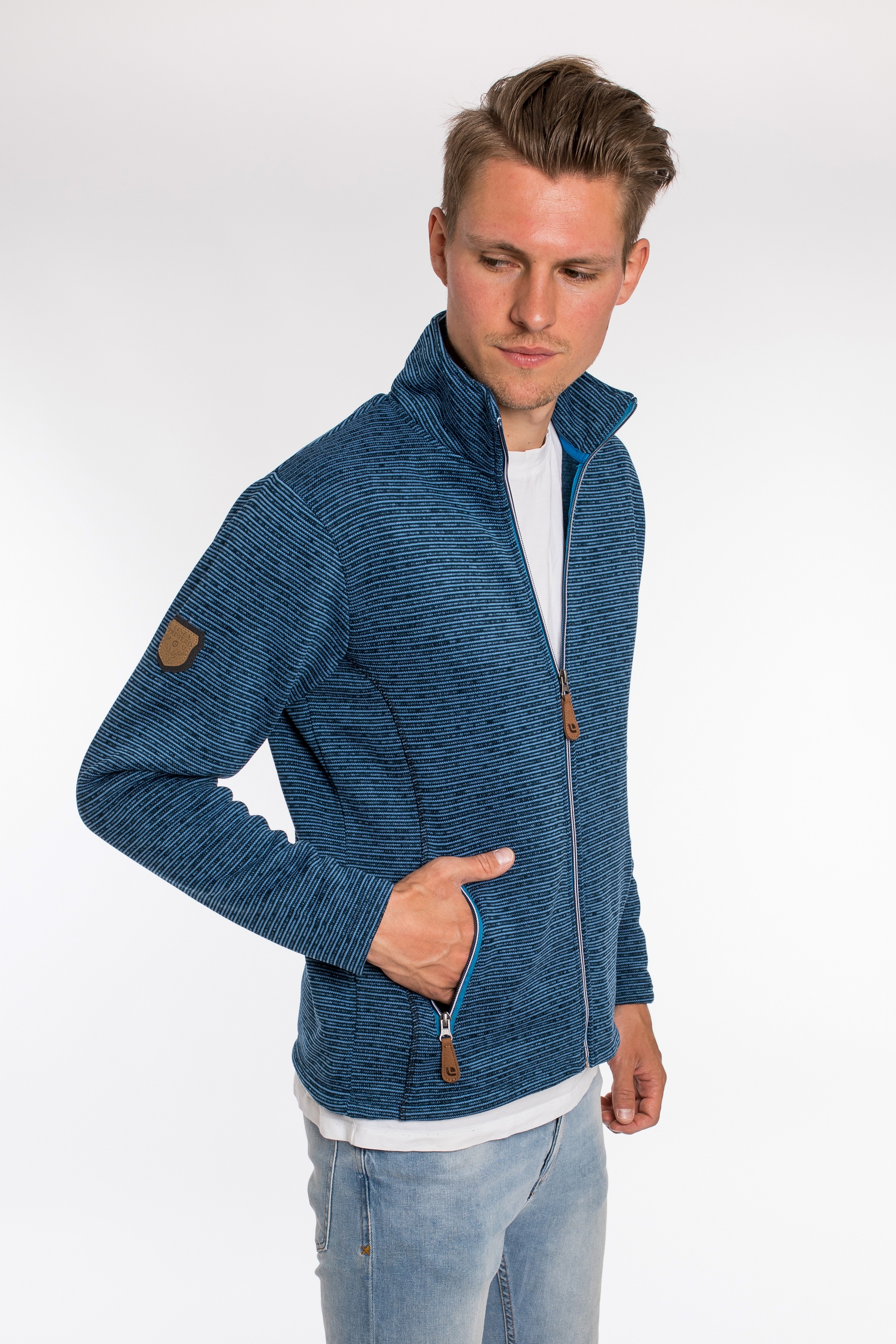 DEPROC Active Strickfleecejacke "LACEWOOD MEN", Kontrastreissverschluss günstig online kaufen