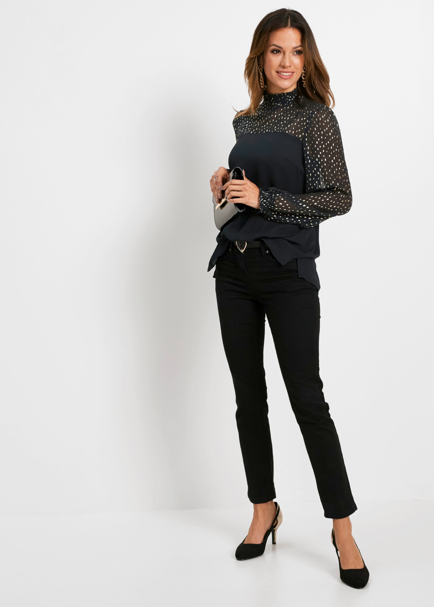 bonprix Tunika mit Stehkragen, elegant, Loose Fit