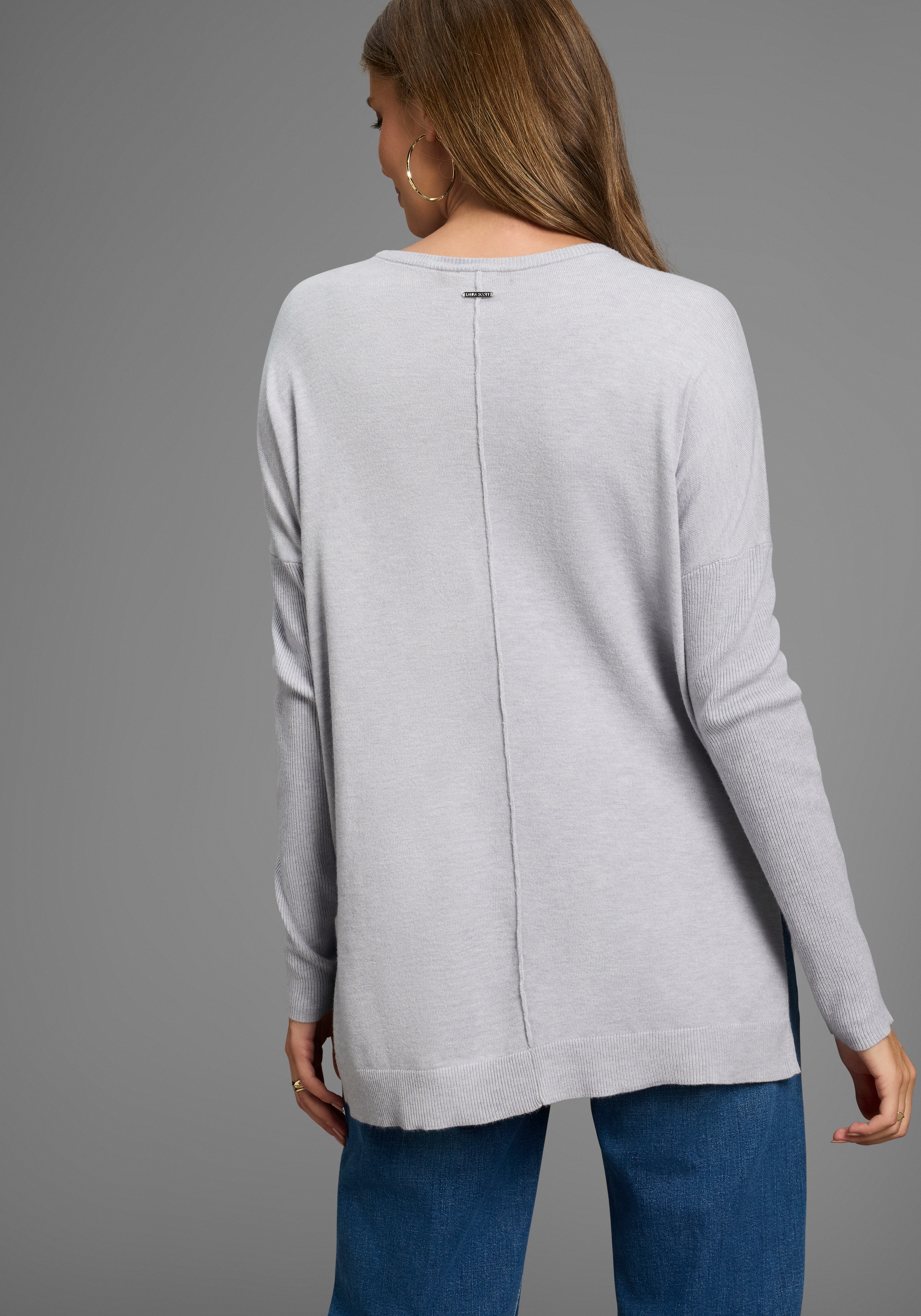 Laura Scott Longpullover, Feinstrick in lockerer Form mit seitlichen Schlit günstig online kaufen