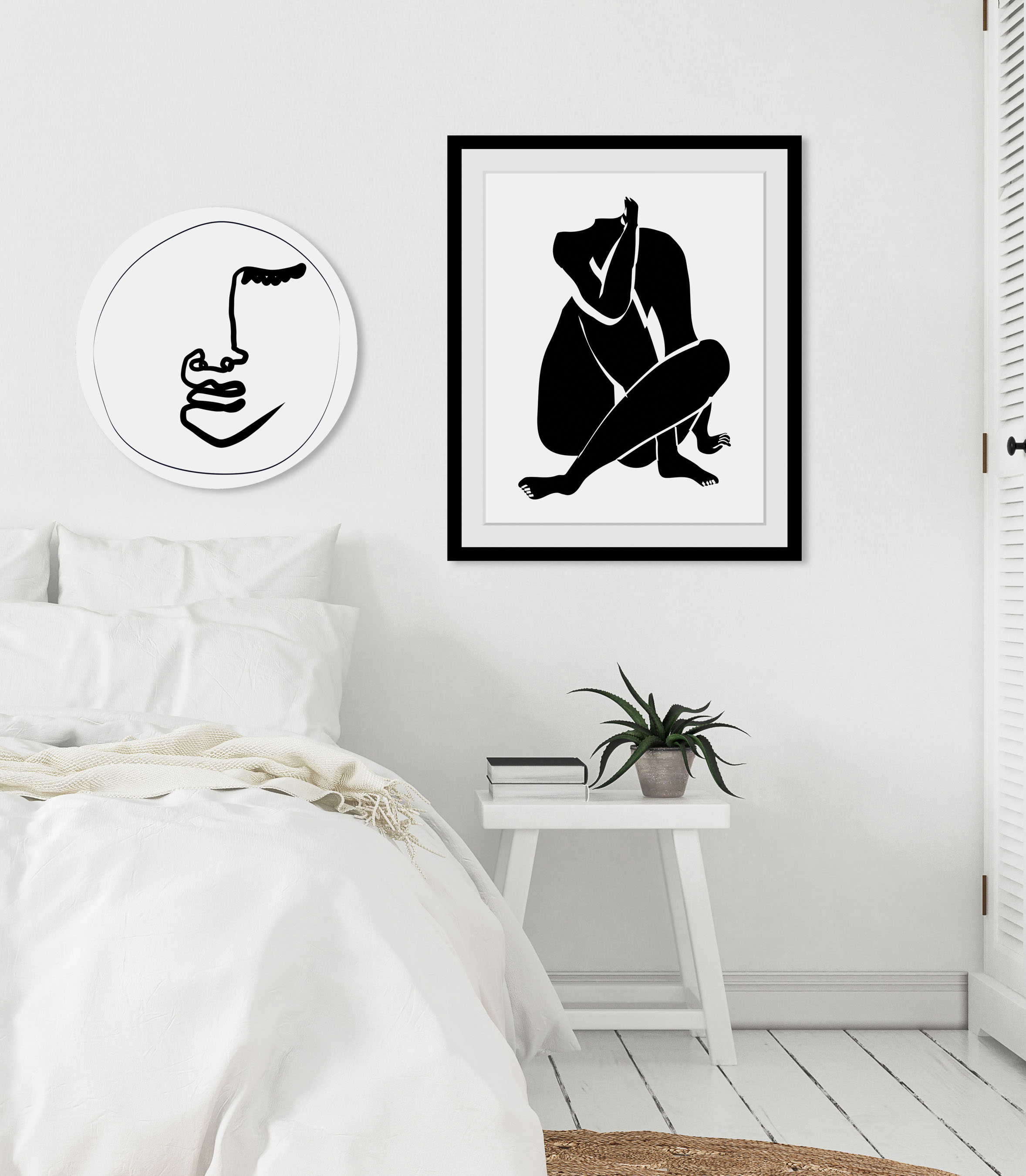 queence Bild "Anna" Abstrakt Figuren Kunst Zeichen 1 Stk. tlg. HD Premium Poster-Druck inkl. Holzrahmen