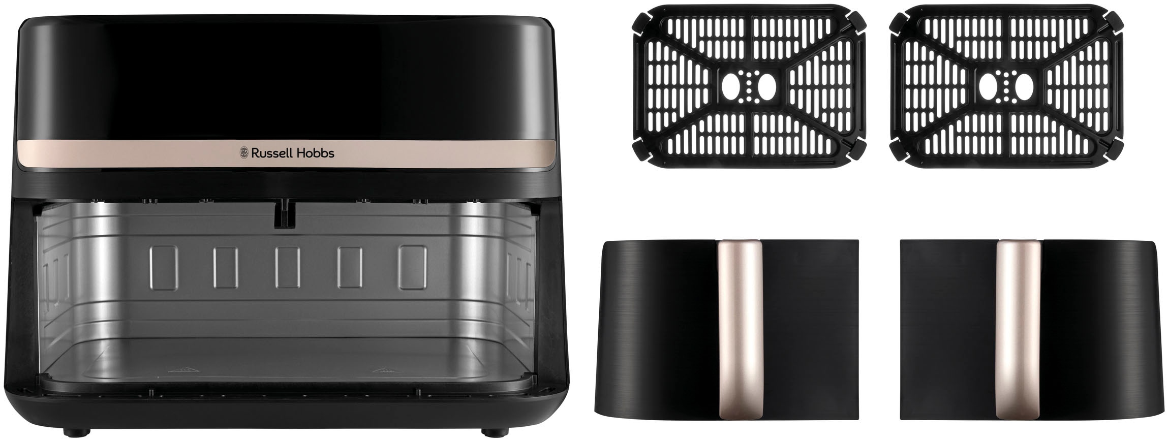 RUSSELL HOBBS Heißluftfritteuse »27680-56 s SatisFryTM Dual basket, 4,5L«, 2800 W, Fassungsvermögen 9 l, Airfryer–wenig oder kein Öl erforderlich, 9 Programme, 4,5 L