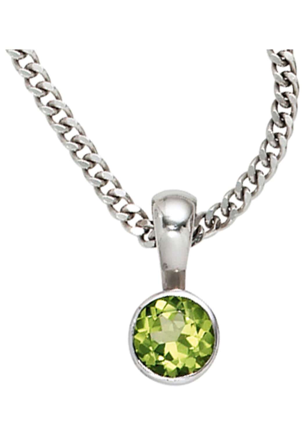 JOBO Runder Anhänger, rund 925 Silber mit Peridot