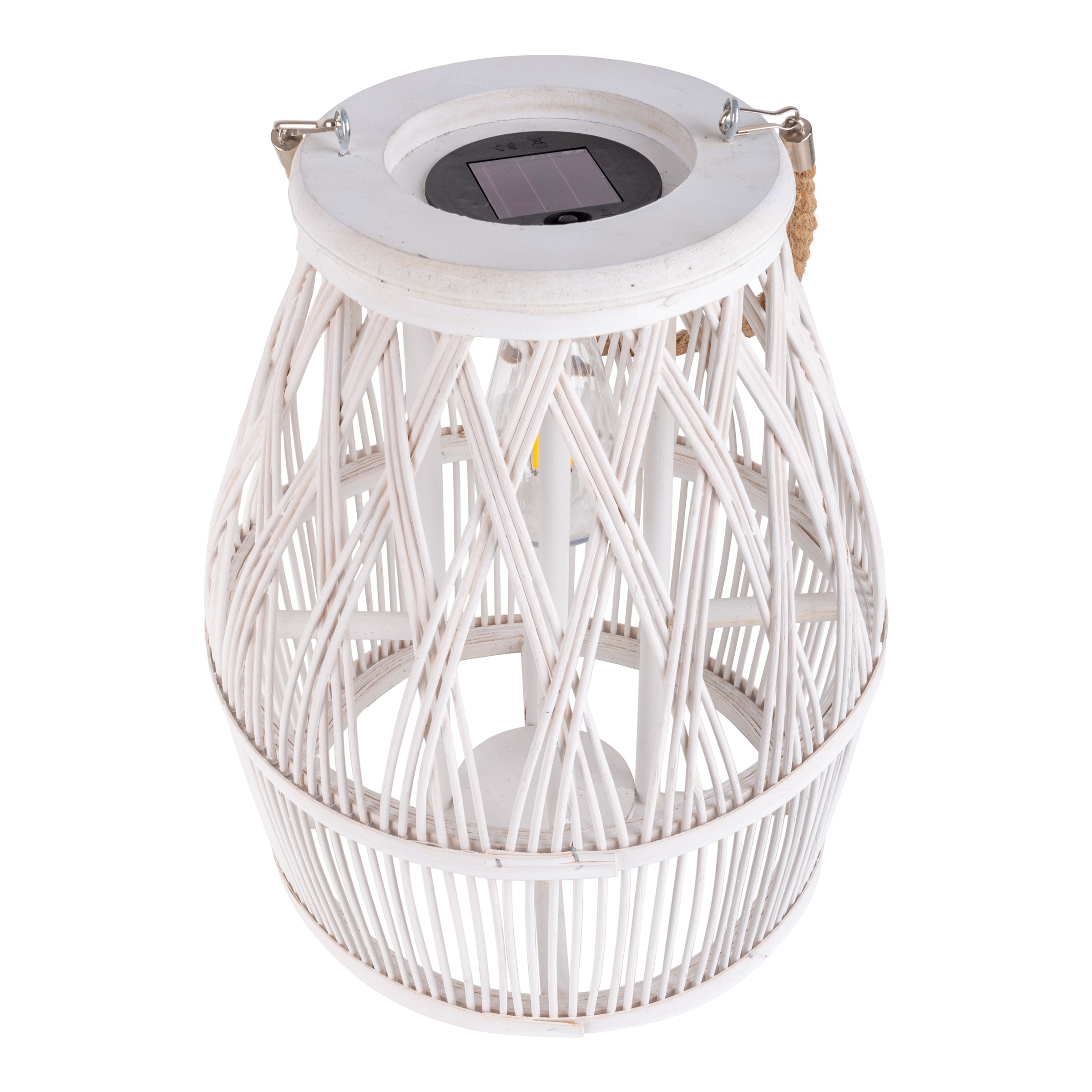 näve LED Solarleuchte »Korbinian« LED-Modul 1 Stk. Warmweiß Korbleuchte (Rattan) weiß mit LED Birne warmweiß, inkl. Akku, H: 34cm