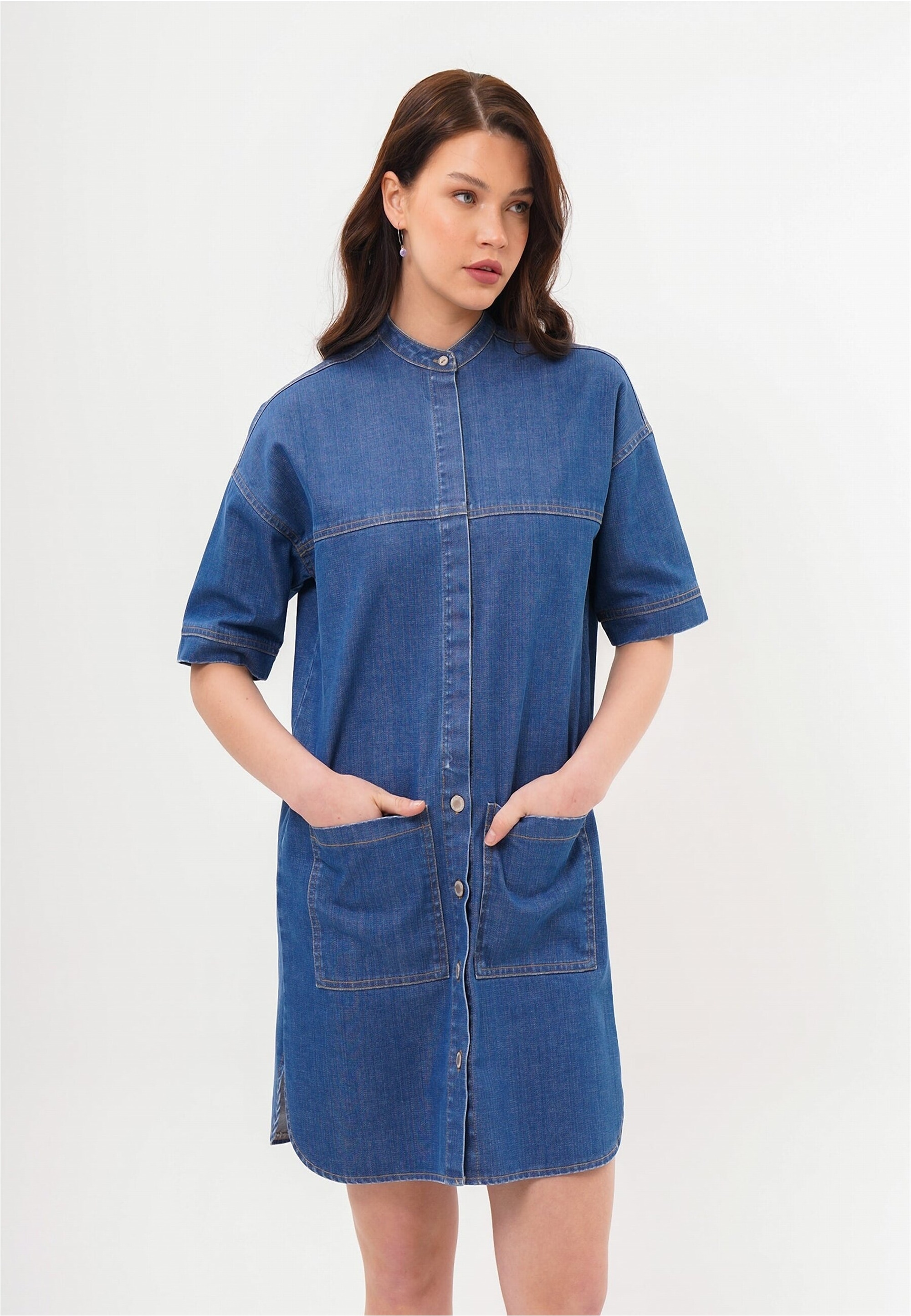 freshlions Jeanskleid "Josy" 1 Stk. tlg. mit durchgehender Knopfleiste günstig online kaufen