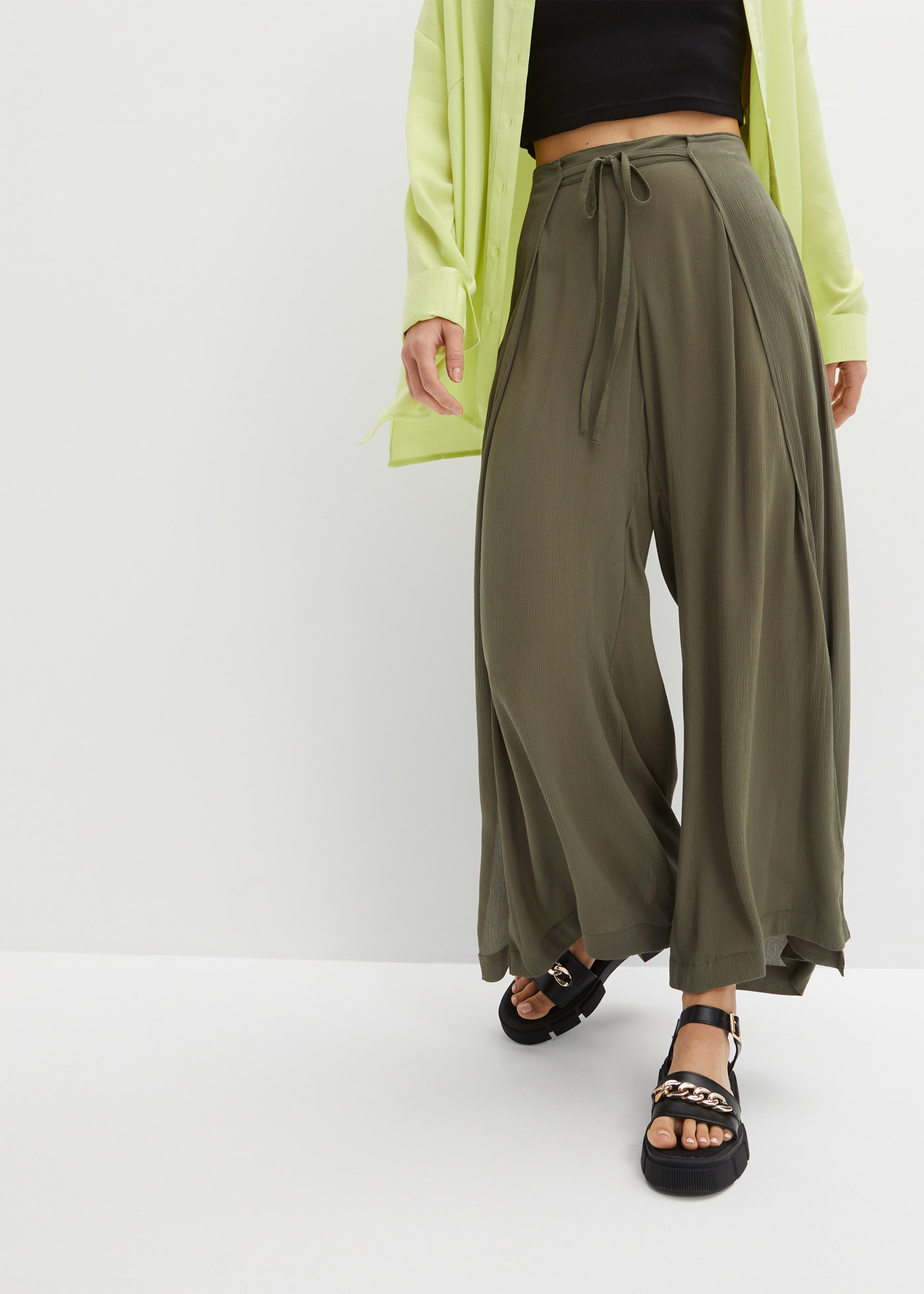 bonprix aus Viskose, mit Schnürung, Regular Fit, mit weitem Bein