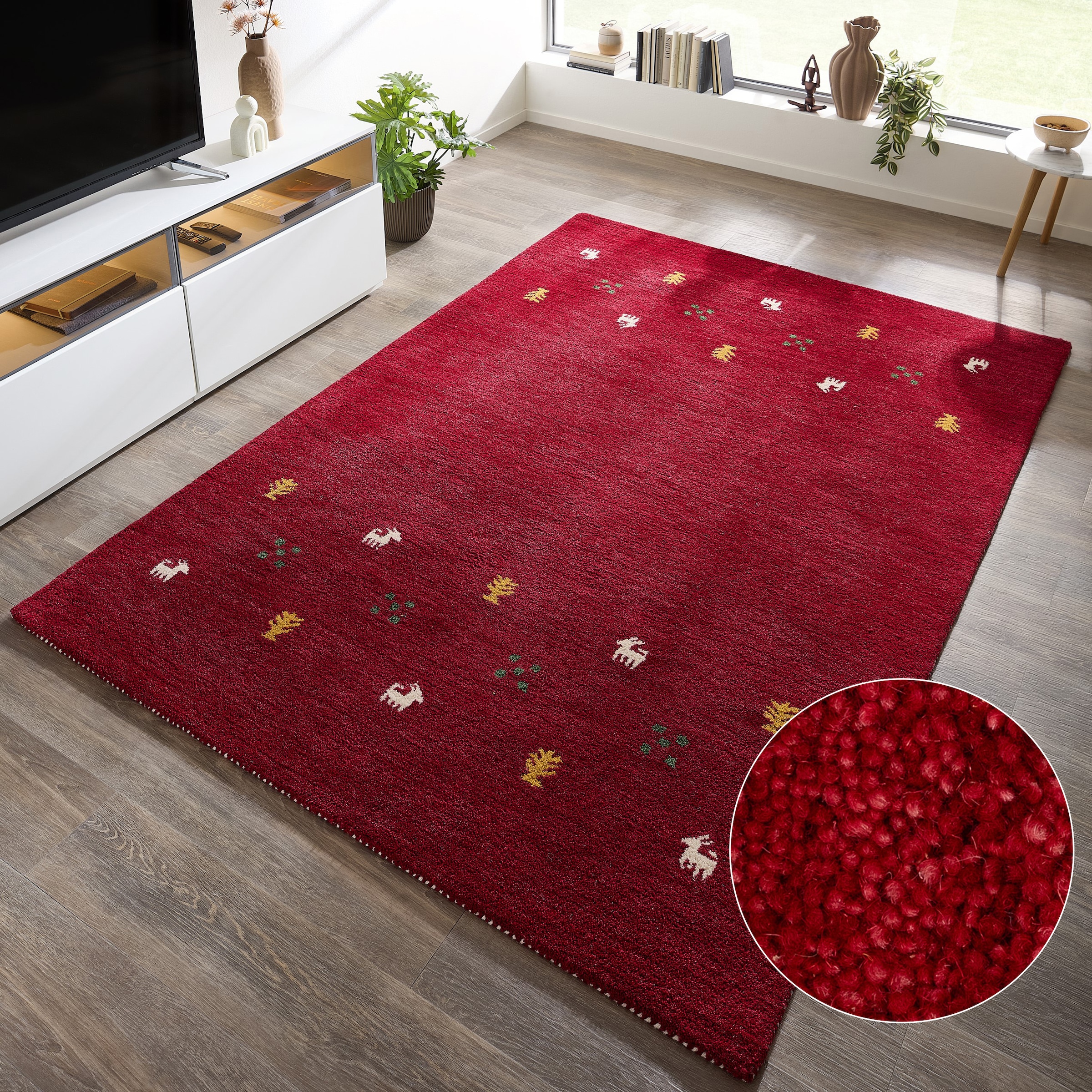 THEKO Wollteppich "Gabbeh Motiv, Handgefertigt, Teppich, Tiermotiv, reine W günstig online kaufen