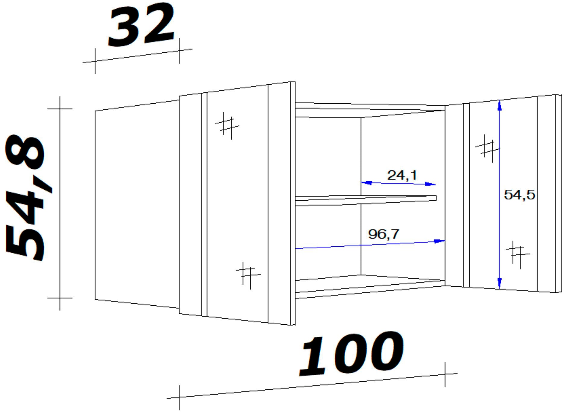 Flex-Well Glashängeschrank »Nano«, (B x H x T) 100 x 54,8 x 32 cm, mit  Stollenglastüren kaufen | BAUR
