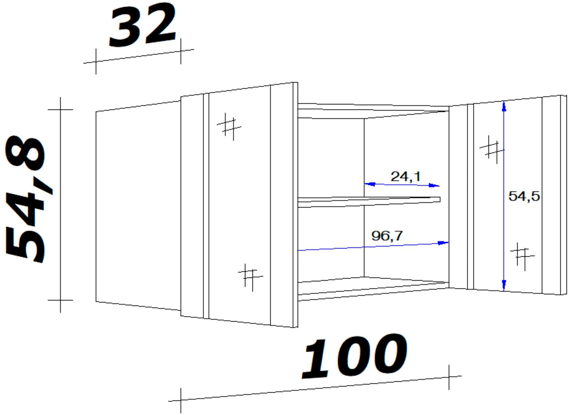 x 100 Flex-Well 32 Glashängeschrank T) 54,8 BAUR kaufen cm, »Nano«, (B Stollenglastüren x H mit | x x