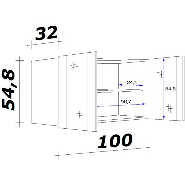 Flex-Well Glashängeschrank »Nano«, (B x H x T) 100 x 54,8 x 32 cm, mit  Stollenglastüren kaufen | BAUR