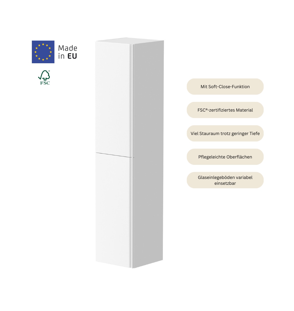 welltime Hochschrank »Cosmos«, mit Soft-Close Funktion, Breite 35 cm, Höhe 160 cm, FSC®