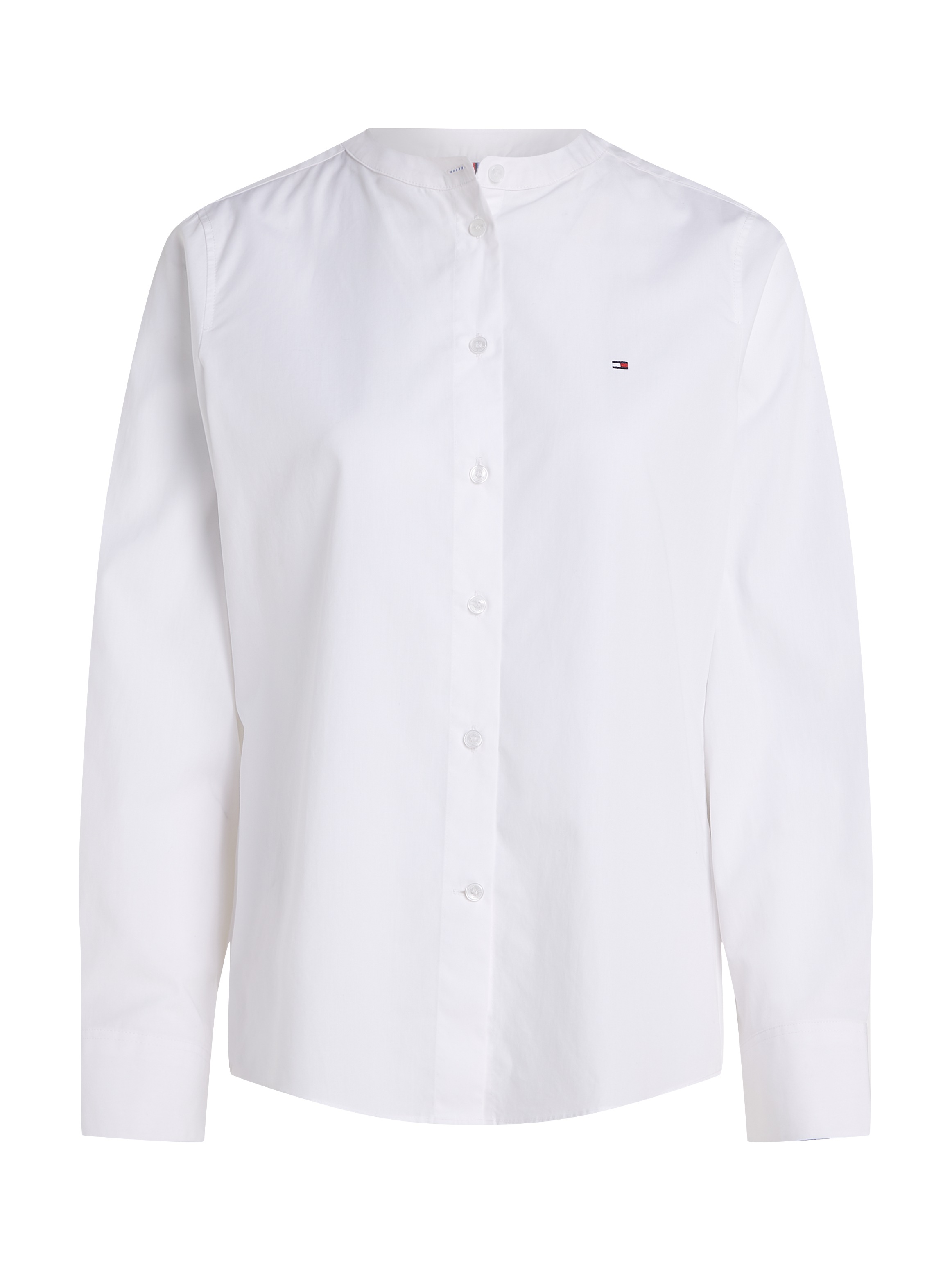 Tommy Hilfiger Shirtbluse »COLLARLESS POPLIN REGULAR SHIRT«, mit Tommy Hilfiger Flagge