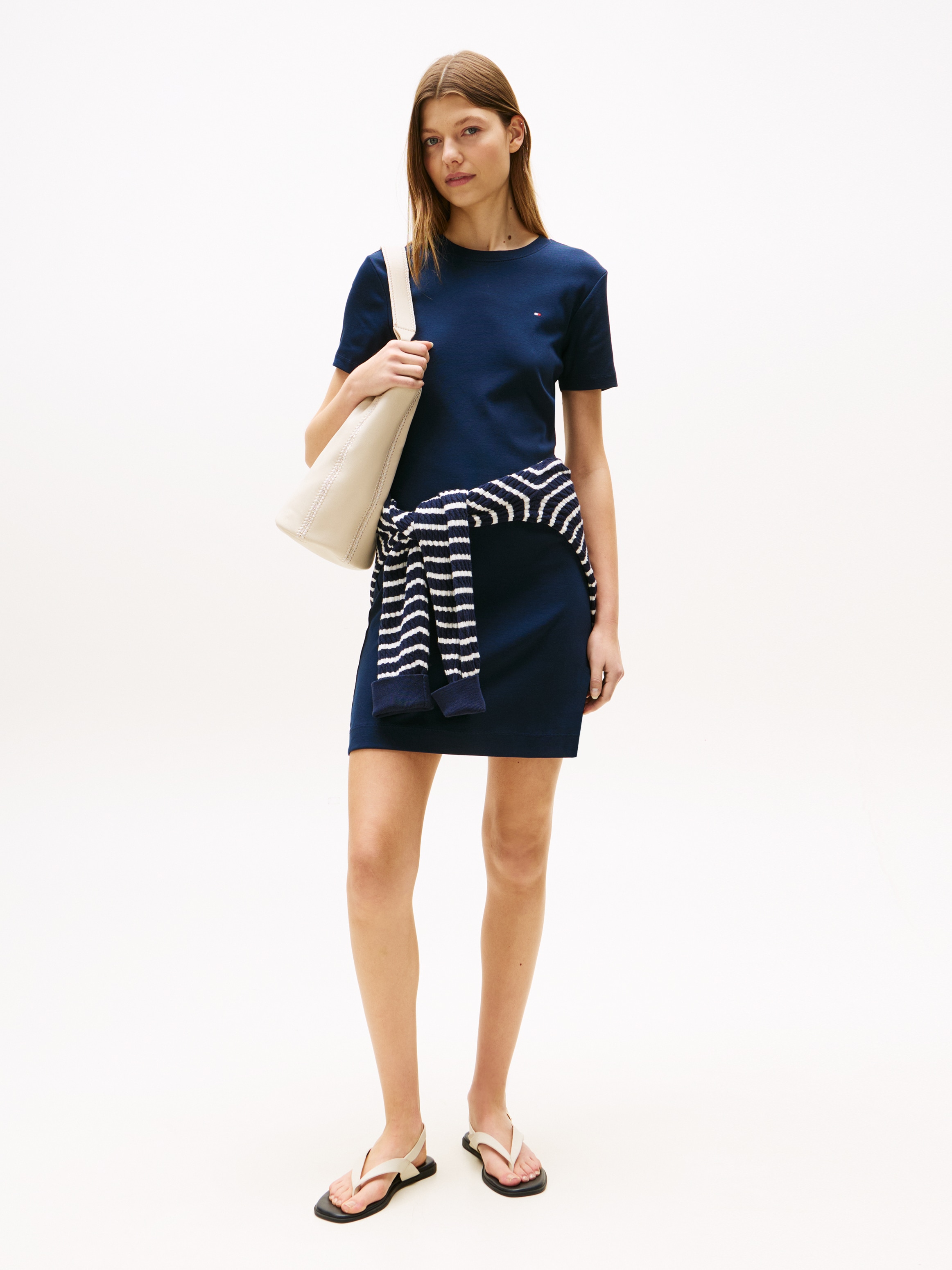 Tommy Hilfiger Shirtkleid "NEW CODY STR SLIM SHORT DRS SS", mit allover Str günstig online kaufen