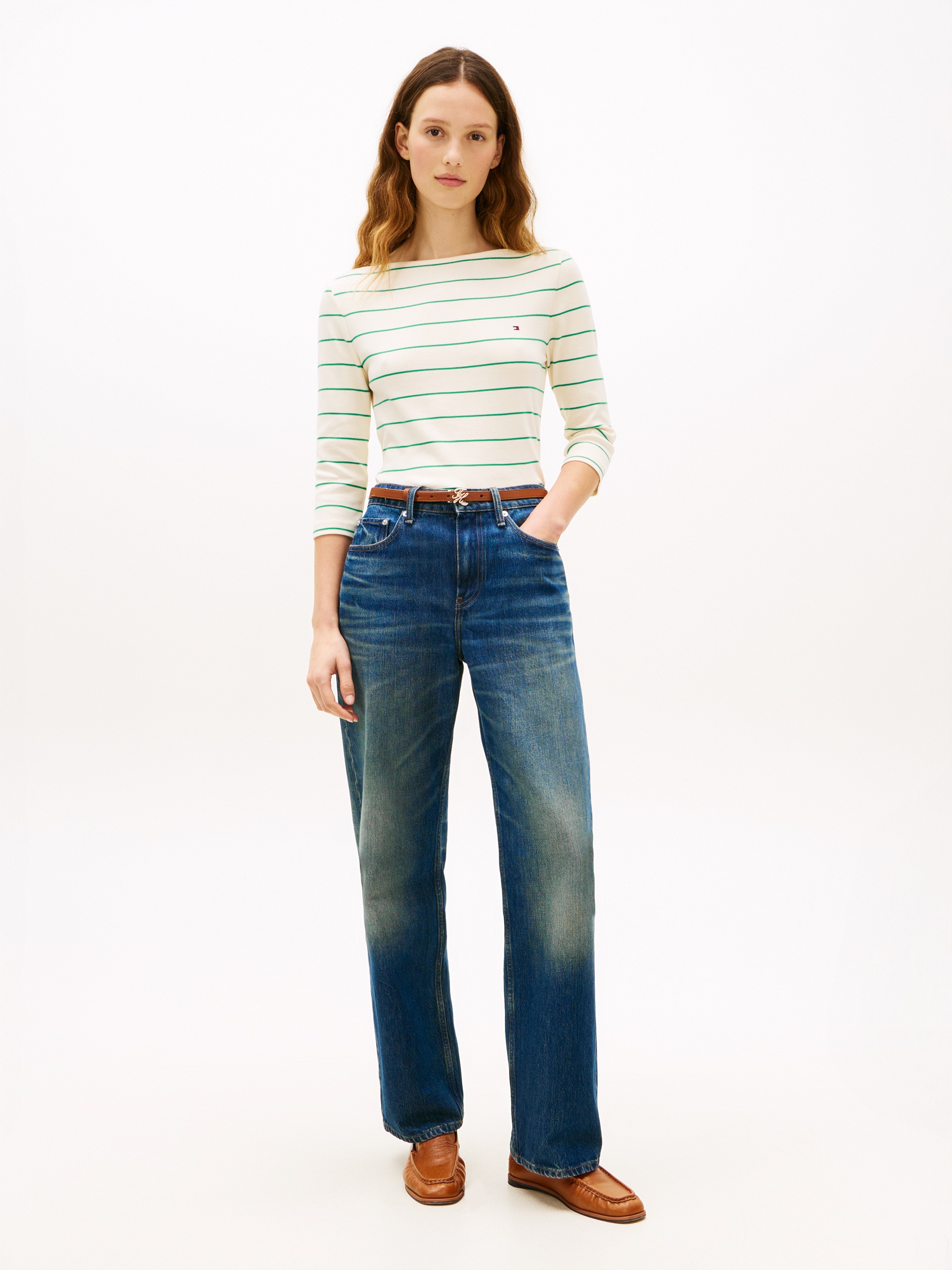 Tommy Hilfiger New Cody Slim Boat-Neck Shirt Green/Size M 2