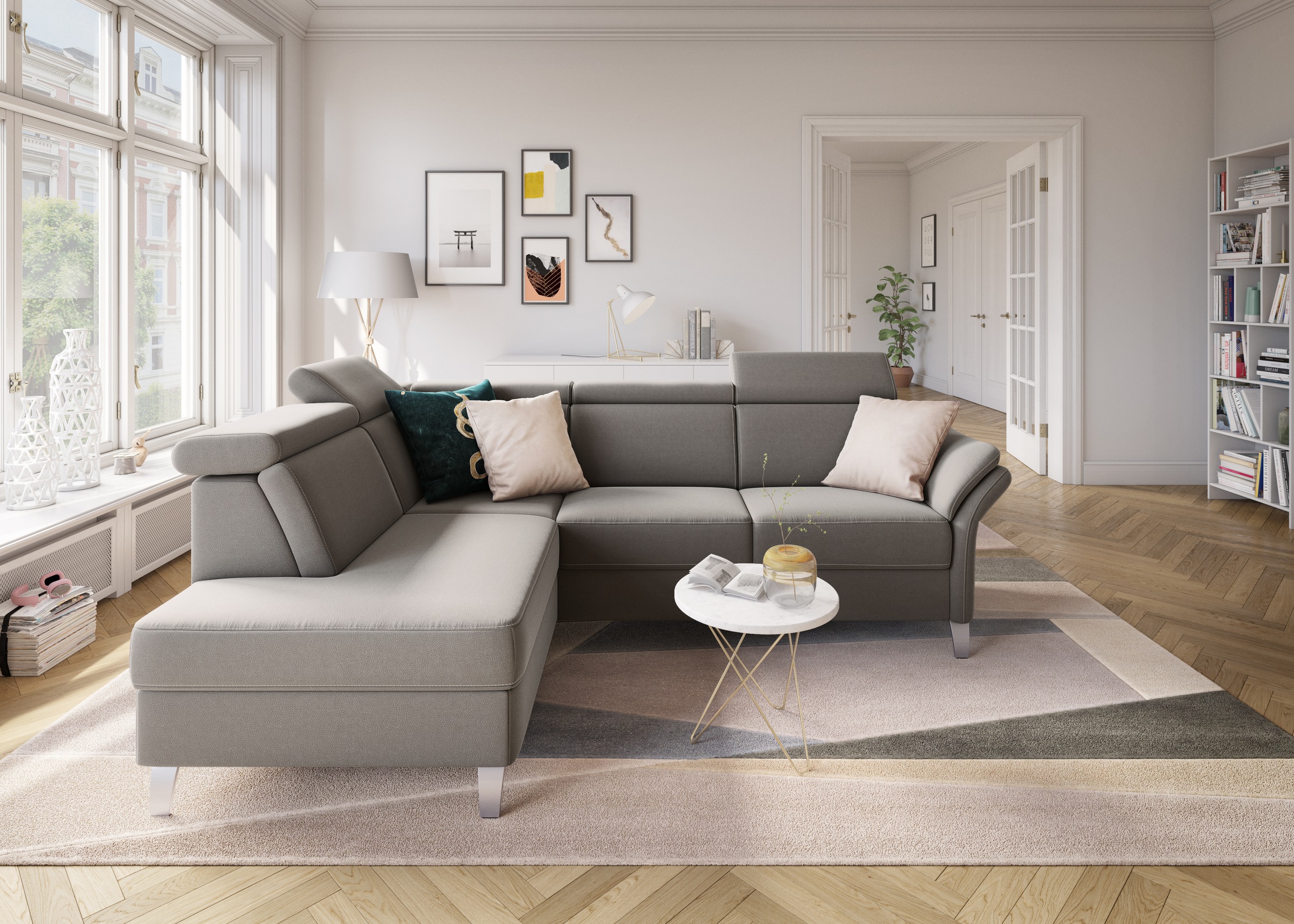 sit&more Ecksofa »Vincenzo L-Form«, inklusive Kopfteilverstellung, wahlweise mit Bettfunktion, Bettkasten