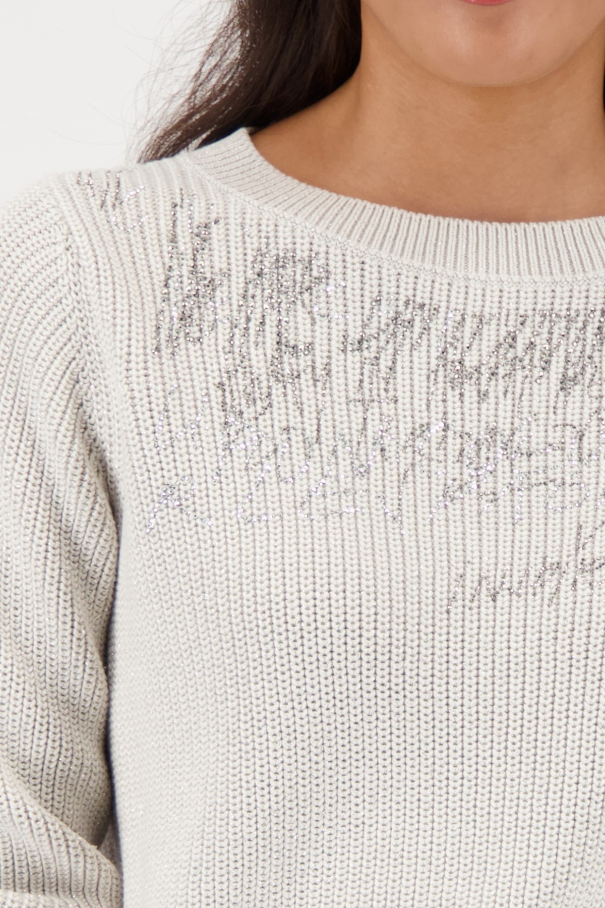 Thumbnail - Monari Strickpullover "Pullover Schmuck + Lurex" Regular fit mit Rundhalsausschnitt