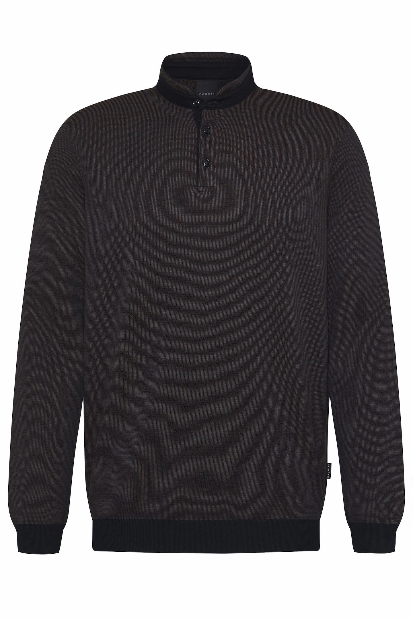 bugatti Langarm-Poloshirt, mit Stehkragen