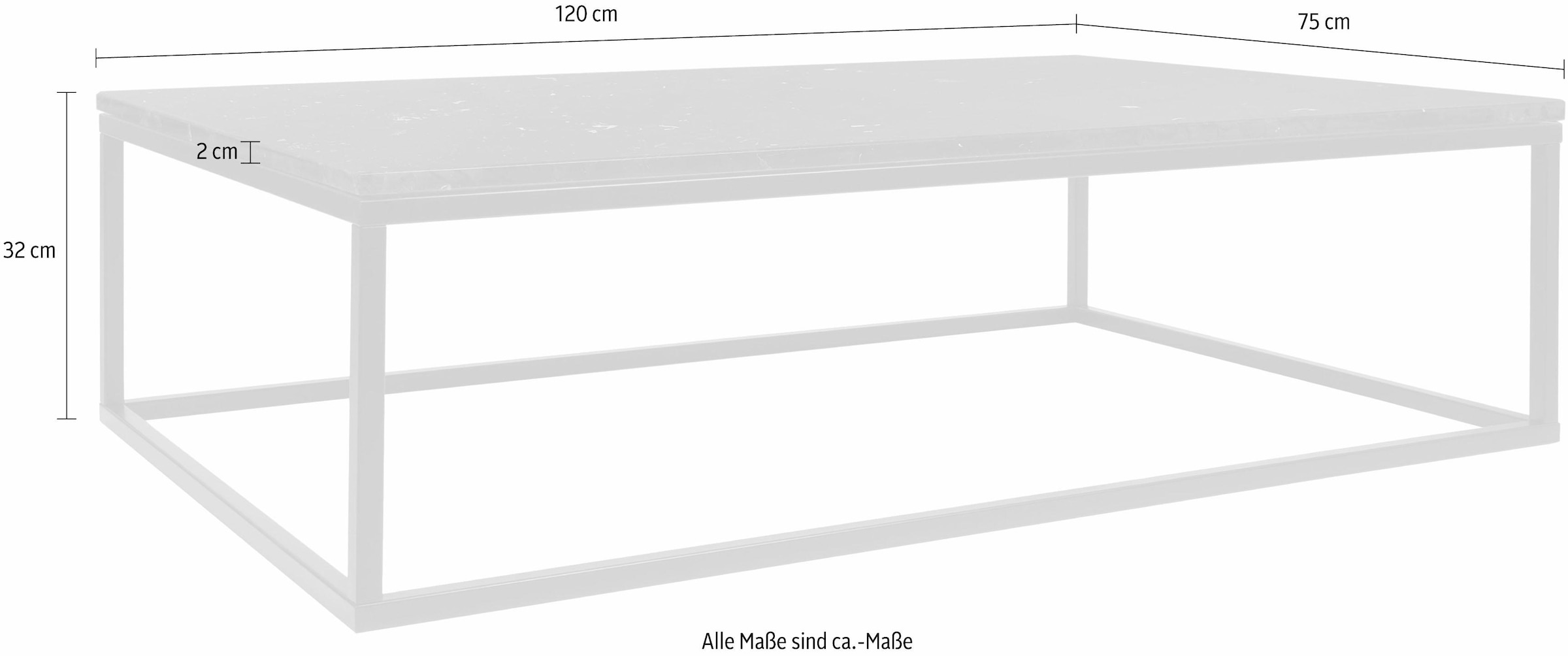 TemaHome Couchtisch »Prarie«, mit Marmor Tischplatte, unterschiedliche Farbvarianten, Breite 120 cm