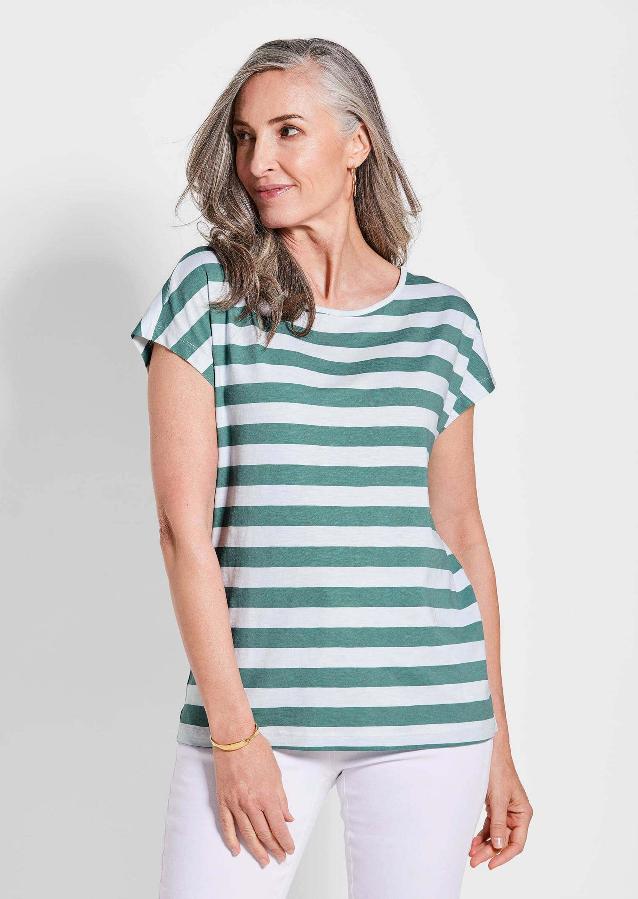 GOLDNER Kurzarmshirt "Kurzgröße Modisches Blockstreifen-Oberteil" Verlänger günstig online kaufen