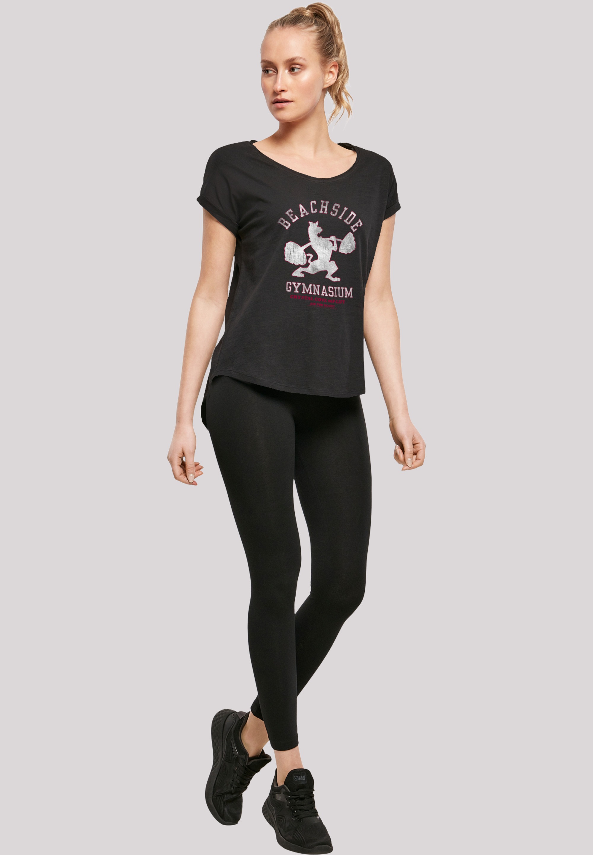 F4NT4STIC T-Shirt »Scooby Doo Beachside Gym Lifting Bodybuilding«, Damen,Premium Merch,Lang,Longshirt,Bedruckt