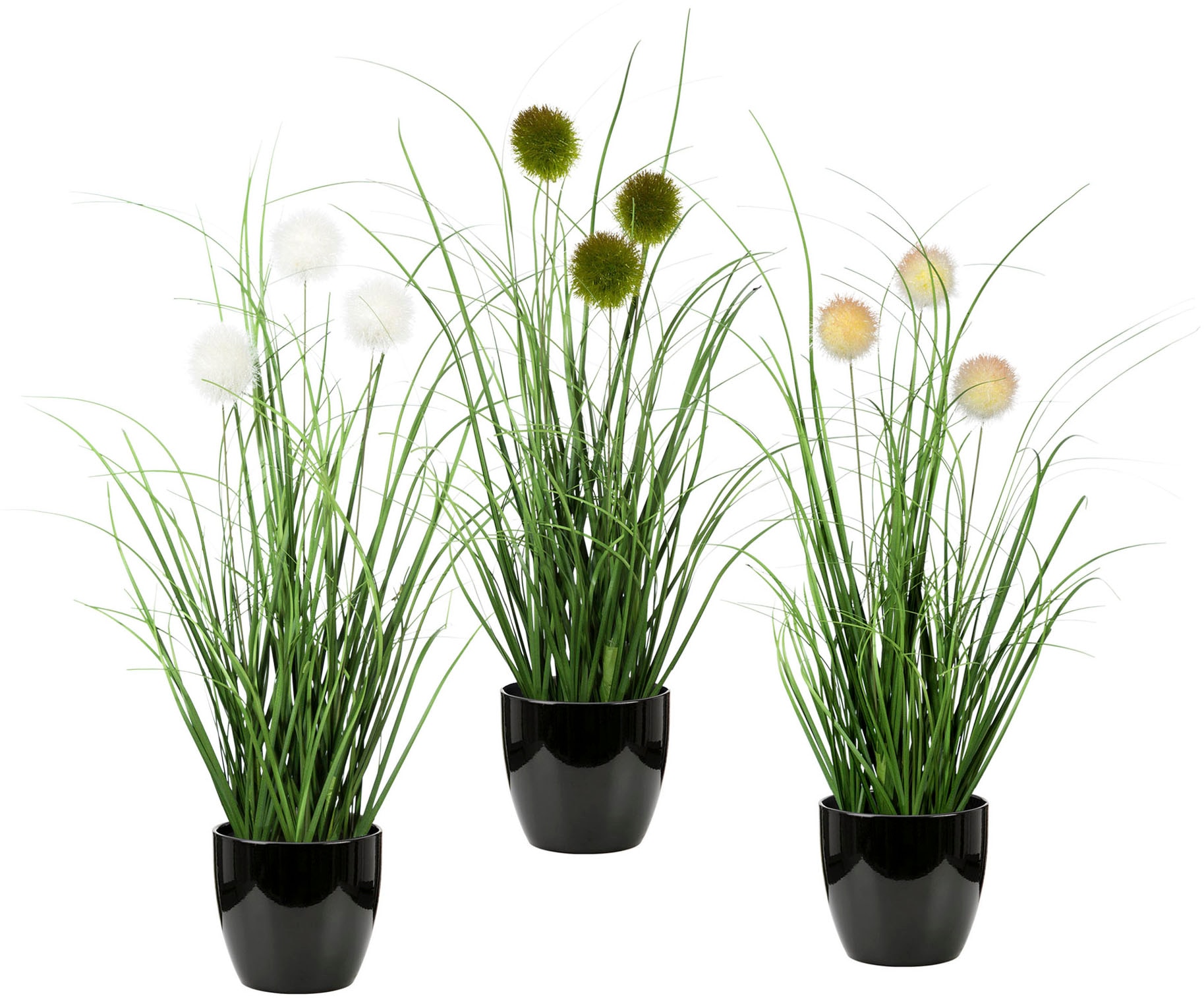 Kletten«, BAUR Gras, Topf, bestellen »Grasbusch Kunstpflanze, Kunstgras mit 3er-Set | im Leonique