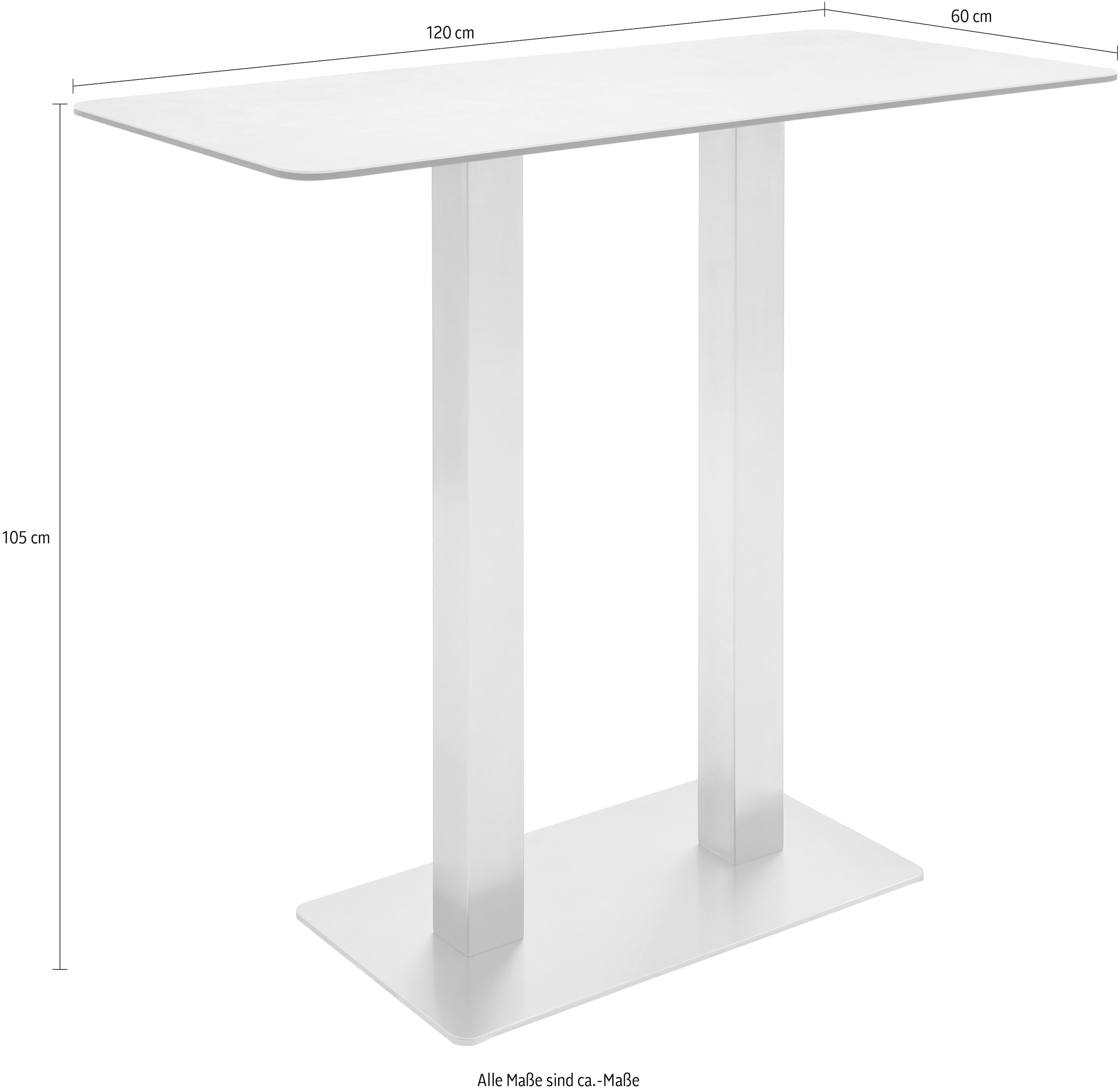 bestellen »Zarina«, BAUR Bartisch Edelstahl MCA | mit mit Gestell Bartisch Glaskeramik Tischplatte furniture