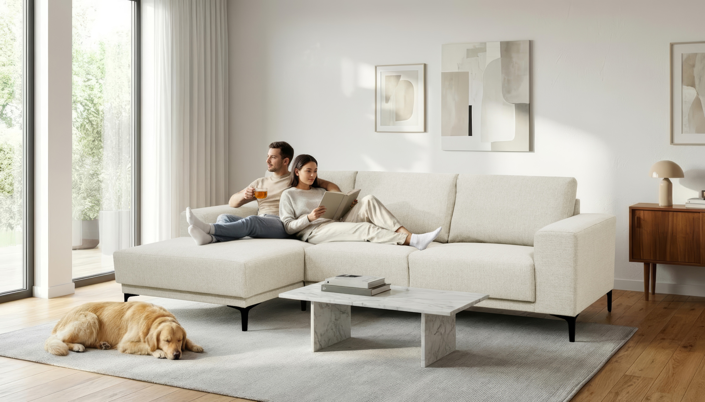 OTTO home Ecksofa "Xander, L-Form" Breite 280 cm, Soft-Touch Chenille, schwarze Metallfüße
