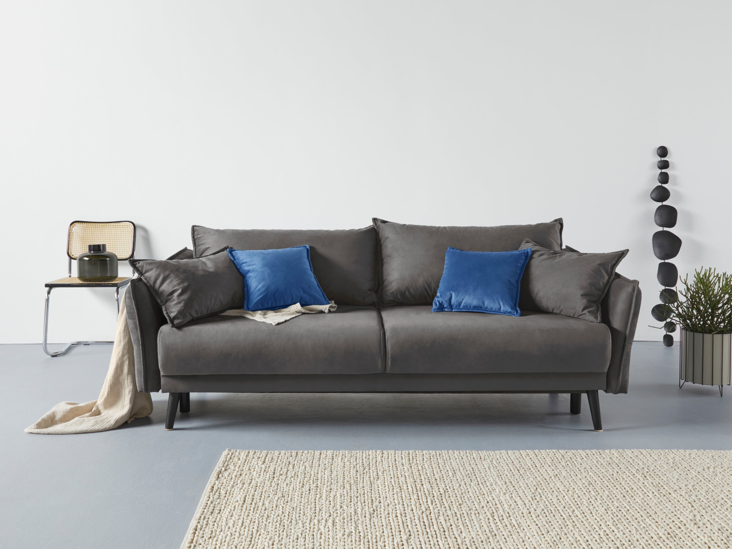 COLLECTION AB Schlafsofa "Asra, B: 228 cm, Liegel. 145x192 cm" Schlaffunktion, Bettkasten, Taschen & 2 Zierkissen, Federkern