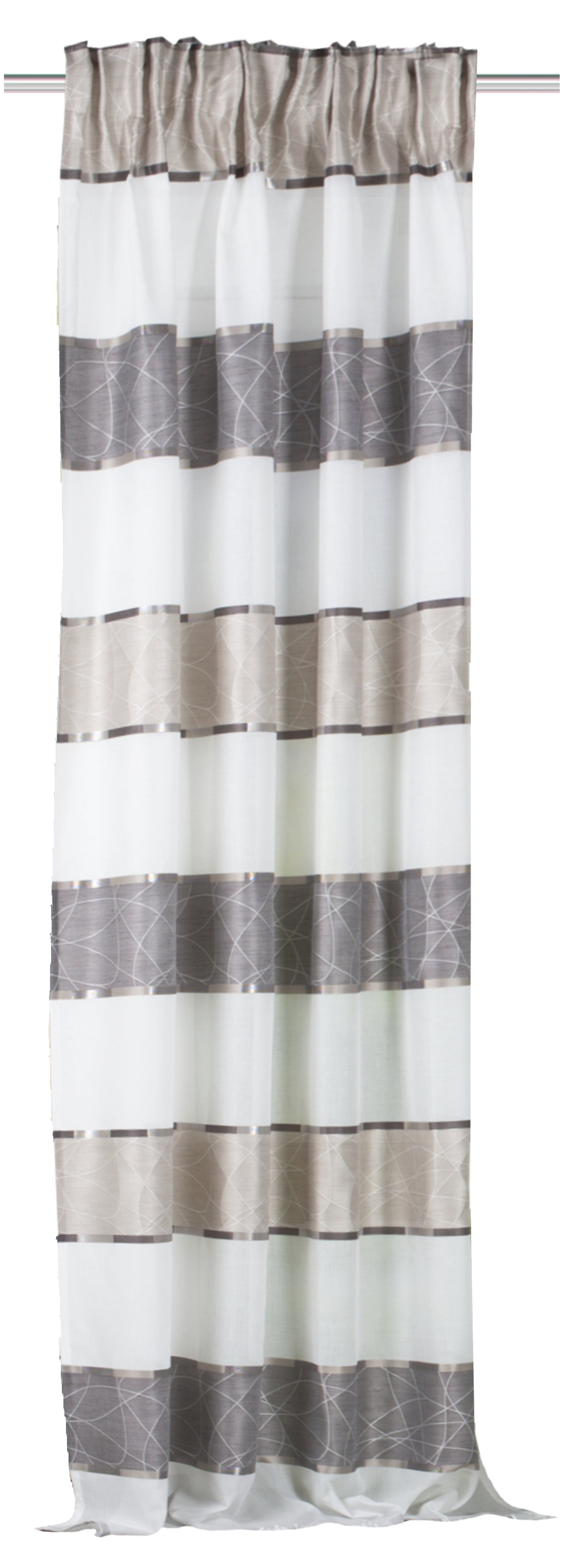 Thumbnail - HOME WOHNIDEEN Vorhang "WALTER" Kräuselband 1 Stk. tlg. Kräuselbandschal WALTER Querstreifen