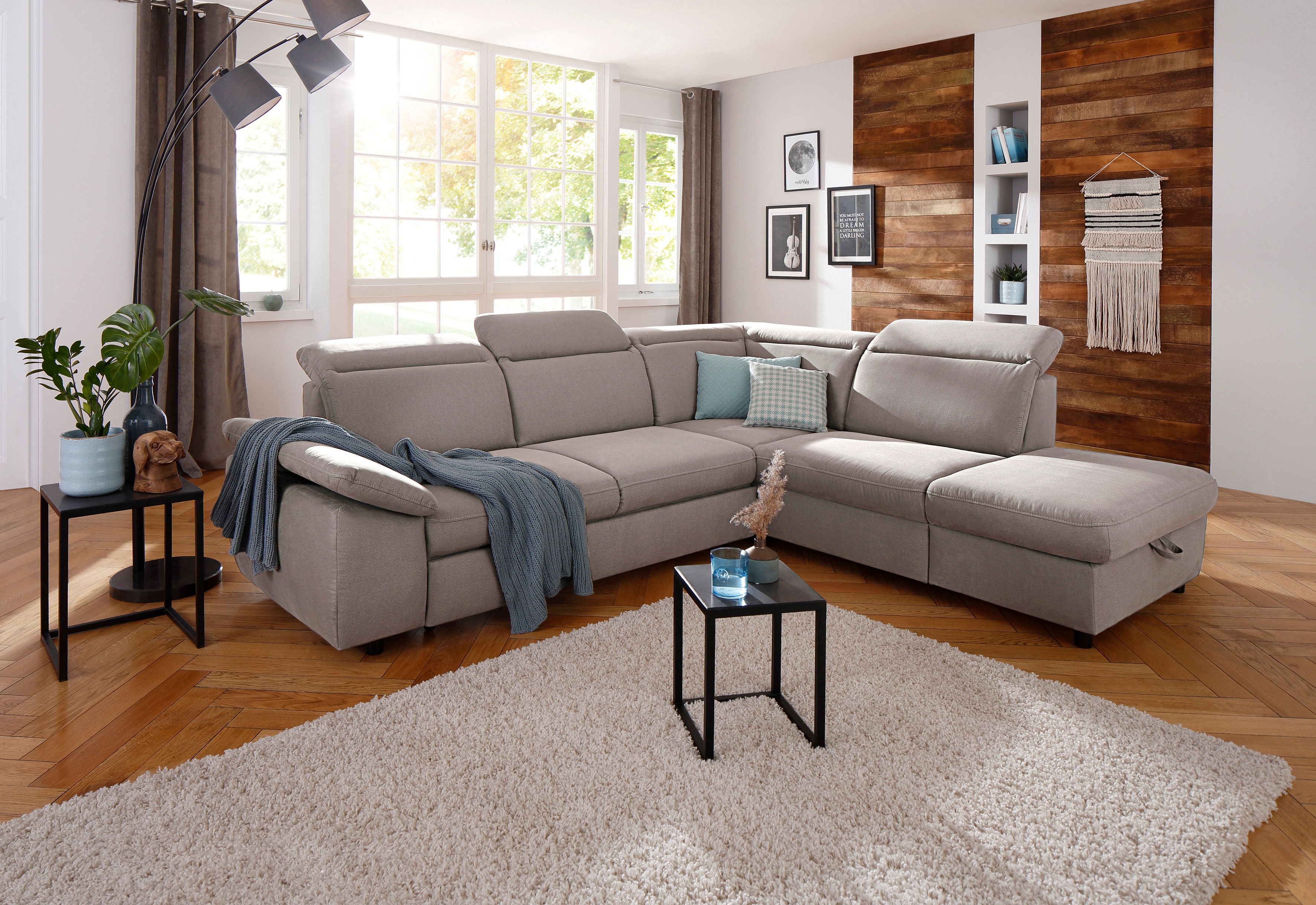 OTTO home Ecksofa "Mauritius L-Form" mit Ottomane, mit Kopfteil- und Armlehnverstellung