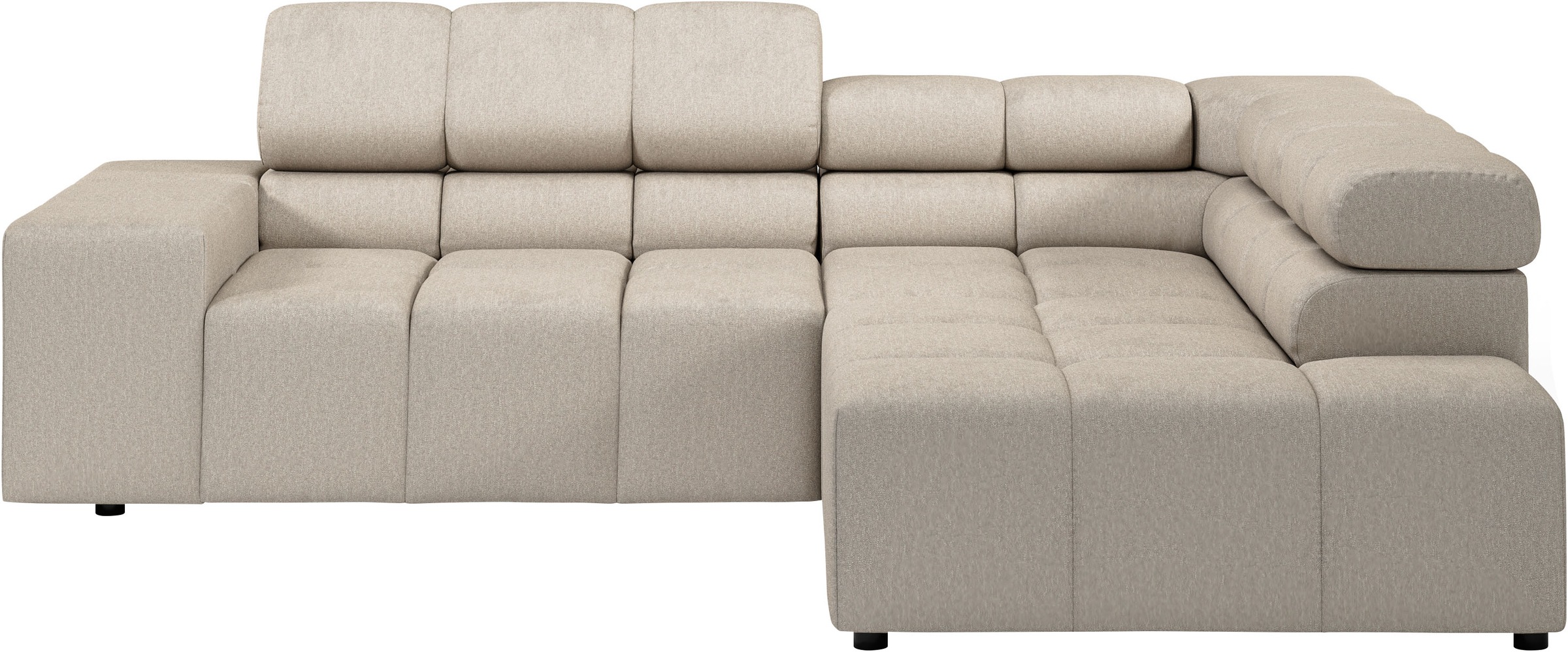 INOSIGN Ecksofa »Ancona, incl. Kopfteilverstellung + 3 Zierkissen, L-Form, bequem«, wahlweise motorische Sitztiefenverstellung, B/T(H: 249/215/70 cm