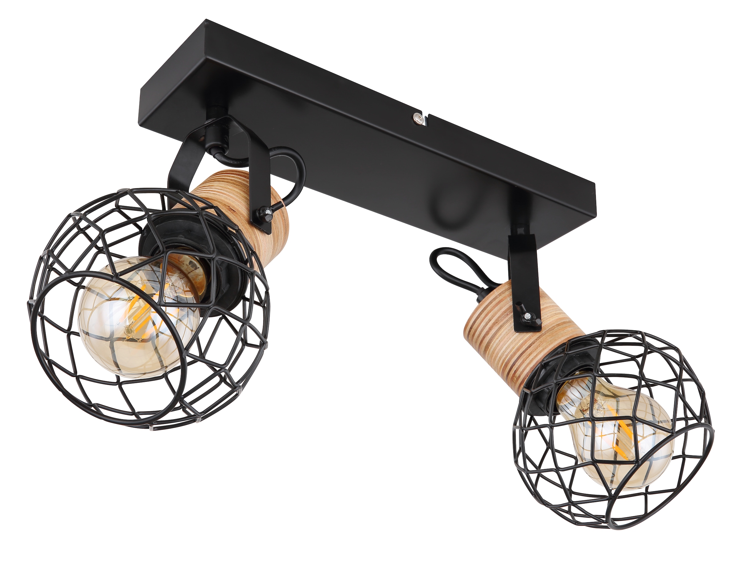 GLOBO LIGHTING Deckenstrahler »LACKY«, Leuchtmittel E27 | ohne Leuchtmittel, Deckenspot/schwarz/MDF braun/ Flur/Wohnzimmer/Schlafzimmer