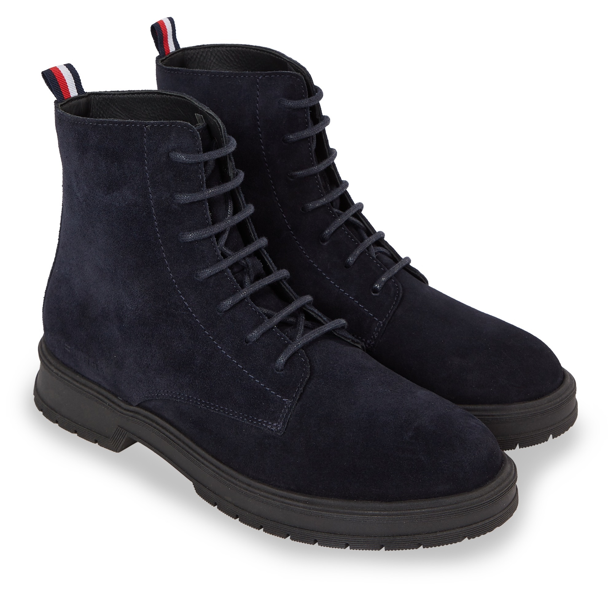 Tommy Hilfiger Schnürboots "HILFIGER CORE SUEDE BOOT", mit gestreifter Anzi günstig online kaufen