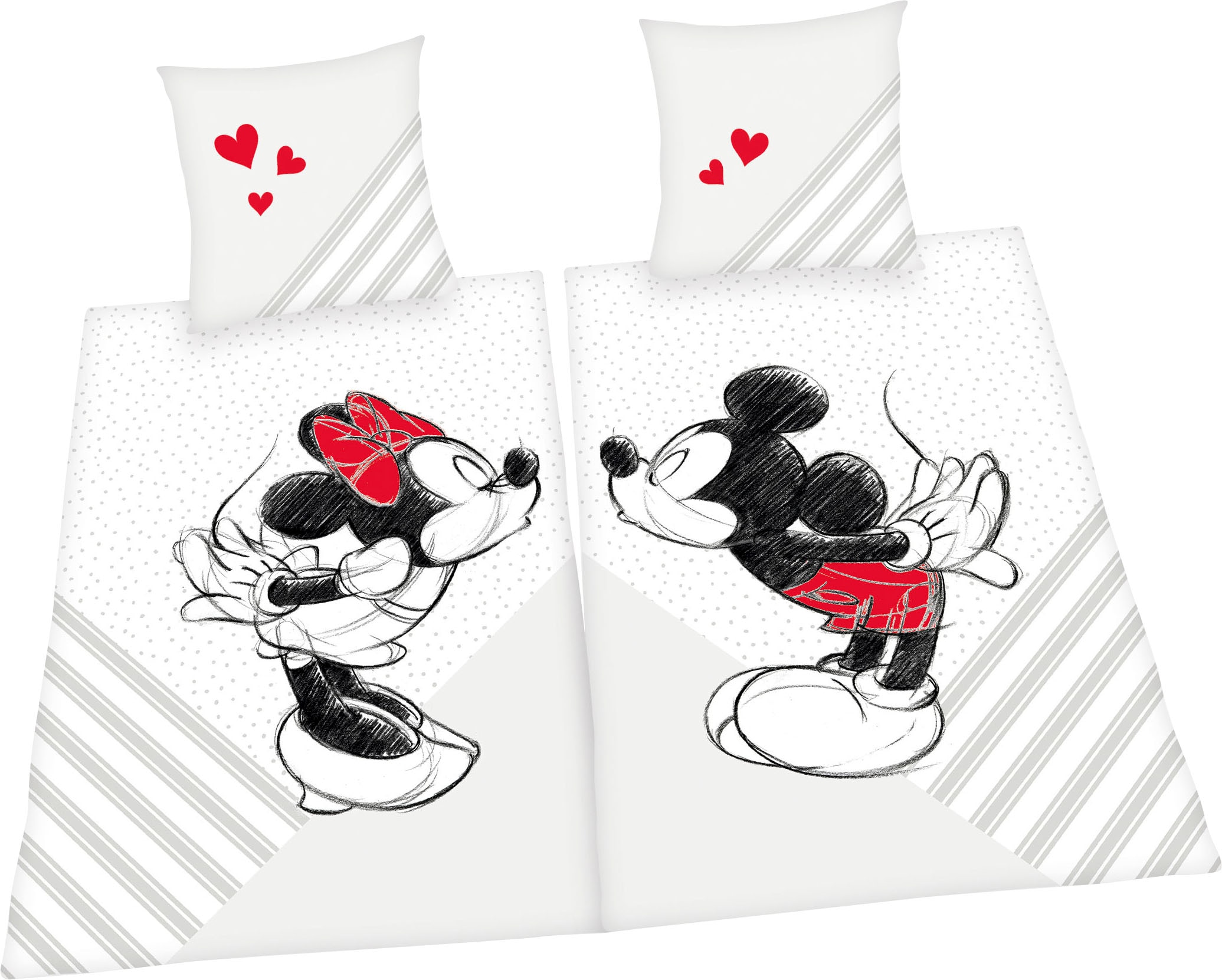 Disney Partnerbettwäsche »Disney's Mickey und Minnie Mouse in Gr. 135x200 cm«, Bettwäsche aus Baumwolle, Disney-Bettwäsche, Partnerbettwäsche